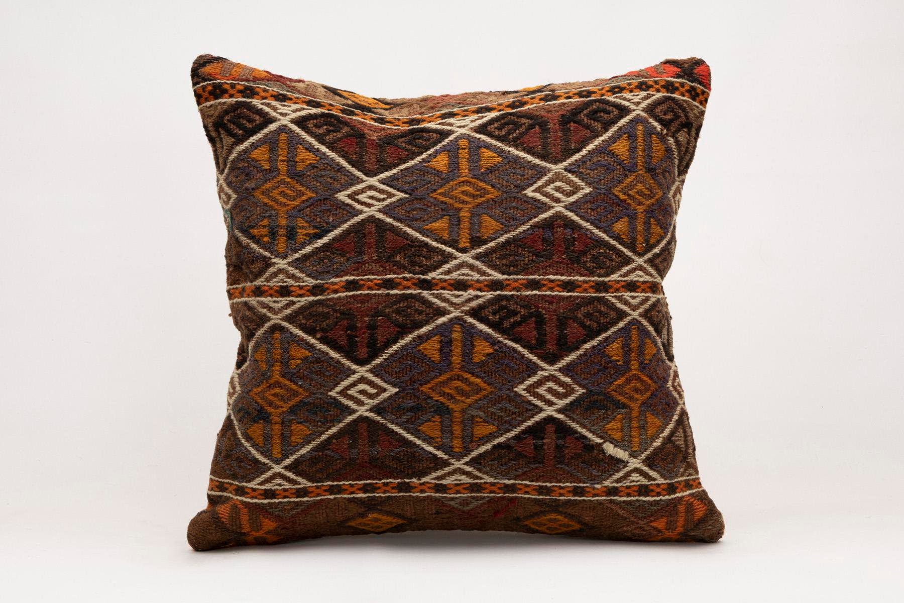 20x20 inches (50x50 cm) Kilim Pillow | KILIM WHOLESALE - Vintage Handmade Pillows - Vintage Handmade Kilim Rugs - It is 100% wool. Artistic and historical rugs. Old handwoven rugs. - Online hand woven rugs and kilim cushions sales. Shipping to a