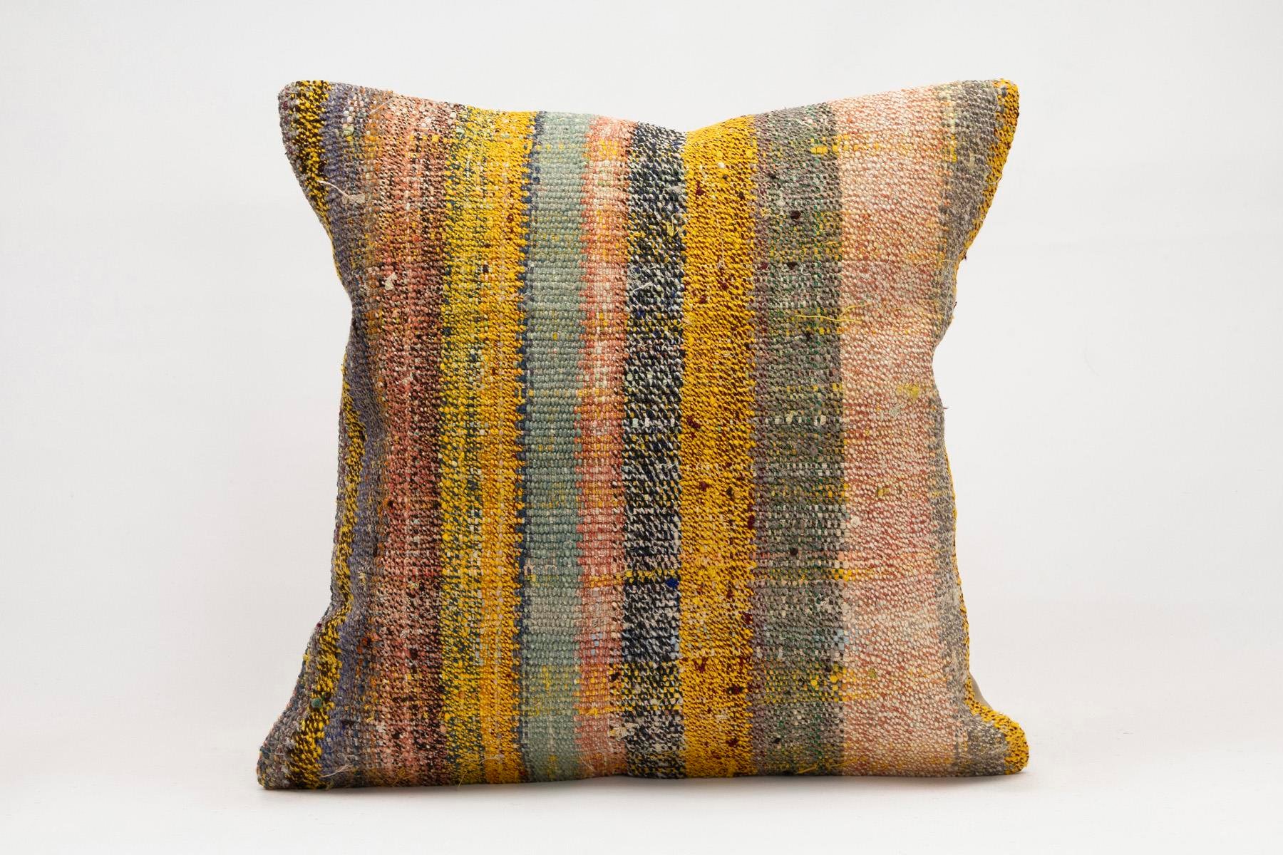 20x20 inches (50x50 cm) Kilim Pillow | KILIM WHOLESALE - Vintage Handmade Pillows - Vintage Handmade Kilim Rugs - It is 100% wool. Artistic and historical rugs. Old handwoven rugs. - Online hand woven rugs and kilim cushions sales. Shipping to a