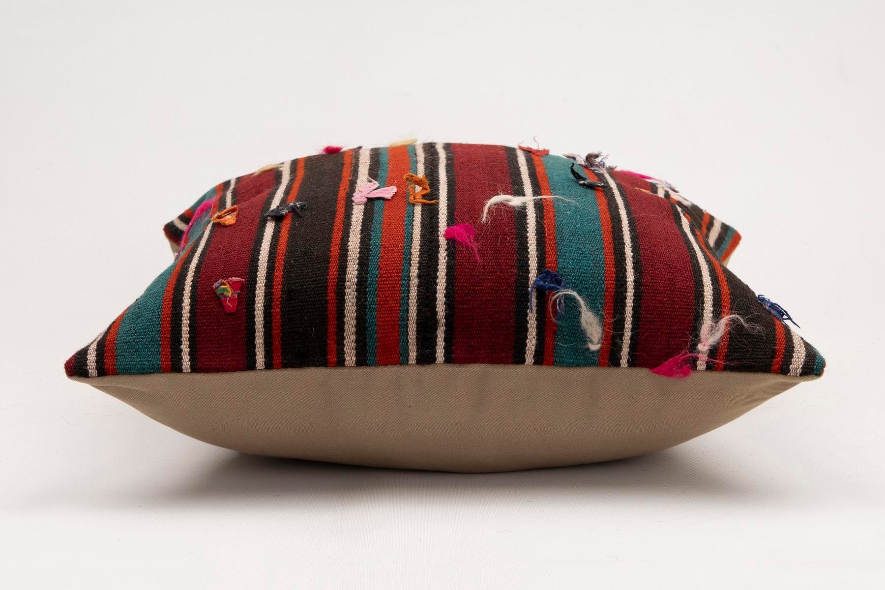 20x20 inches (50x50 cm) Kilim Pillow | KILIM WHOLESALE - Vintage Handmade Pillows - Vintage Handmade Kilim Rugs - It is 100% wool. Artistic and historical rugs. Old handwoven rugs. - Online hand woven rugs and kilim cushions sales. Shipping to a