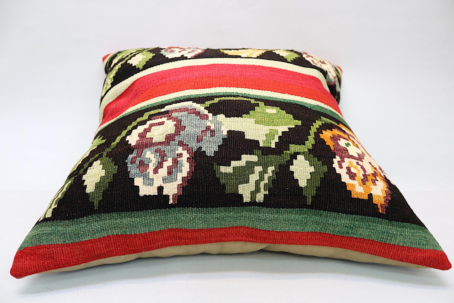 16x24 inches (40x60 cm) Kilim Pillow | KILIM WHOLESALE - Vintage Handmade Pillows - Vintage Handmade Kilim Rugs - It is 100% wool. Artistic and historical rugs. Old handwoven rugs. - Online hand woven rugs and kilim cushions sales. Shipping to a