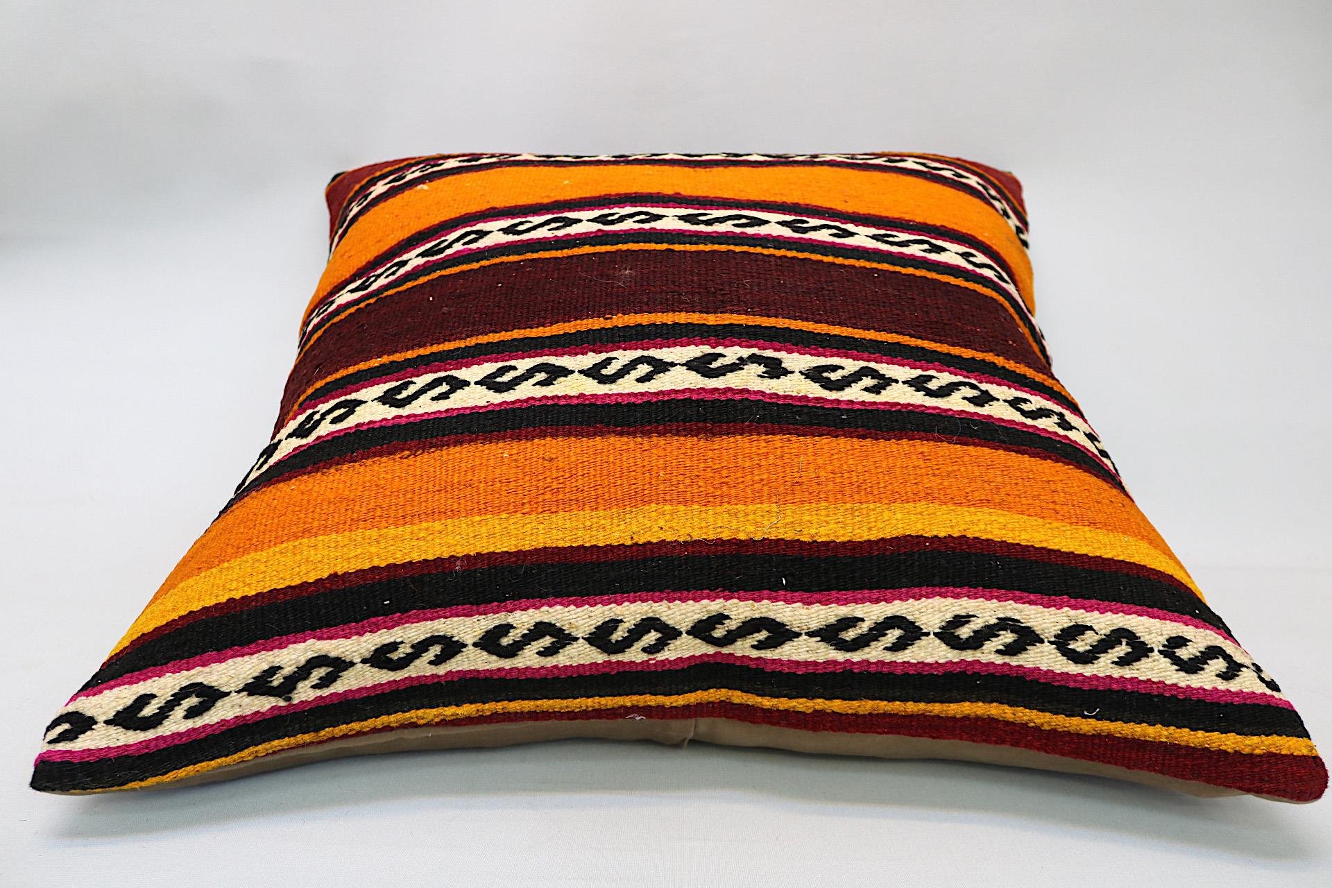 16x24 inches (40x60 cm) Kilim Pillow | KILIM WHOLESALE - Vintage Handmade Pillows - Vintage Handmade Kilim Rugs - It is 100% wool. Artistic and historical rugs. Old handwoven rugs. - Online hand woven rugs and kilim cushions sales. Shipping to a