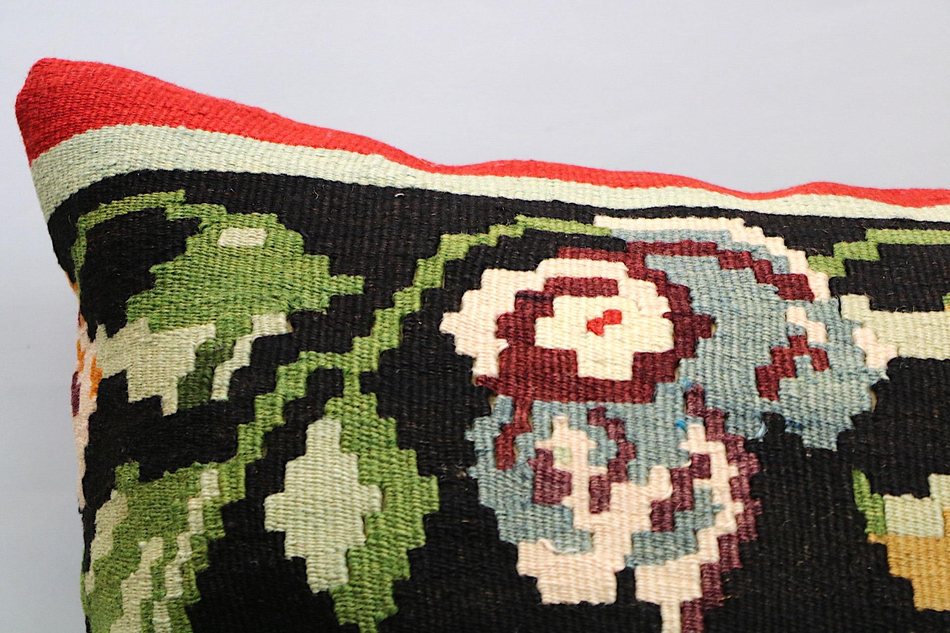 16x24 inches (40x60 cm) Kilim Pillow | KILIM WHOLESALE - Vintage Handmade Pillows - Vintage Handmade Kilim Rugs - It is 100% wool. Artistic and historical rugs. Old handwoven rugs. - Online hand woven rugs and kilim cushions sales. Shipping to a