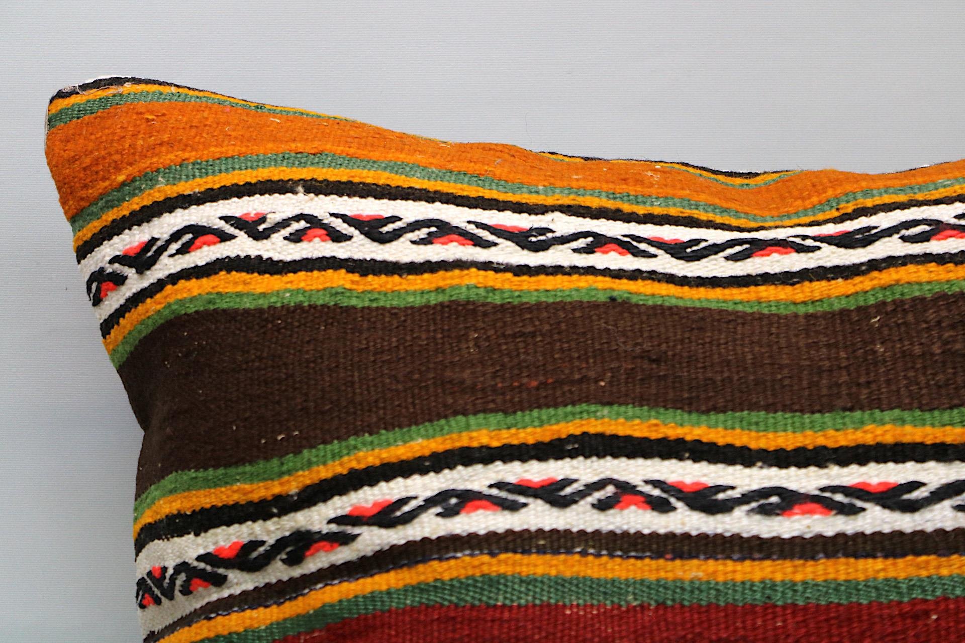 16x24 inches (40x60 cm) Kilim Pillow | KILIM WHOLESALE - Vintage Handmade Pillows - Vintage Handmade Kilim Rugs - It is 100% wool. Artistic and historical rugs. Old handwoven rugs. - Online hand woven rugs and kilim cushions sales. Shipping to a