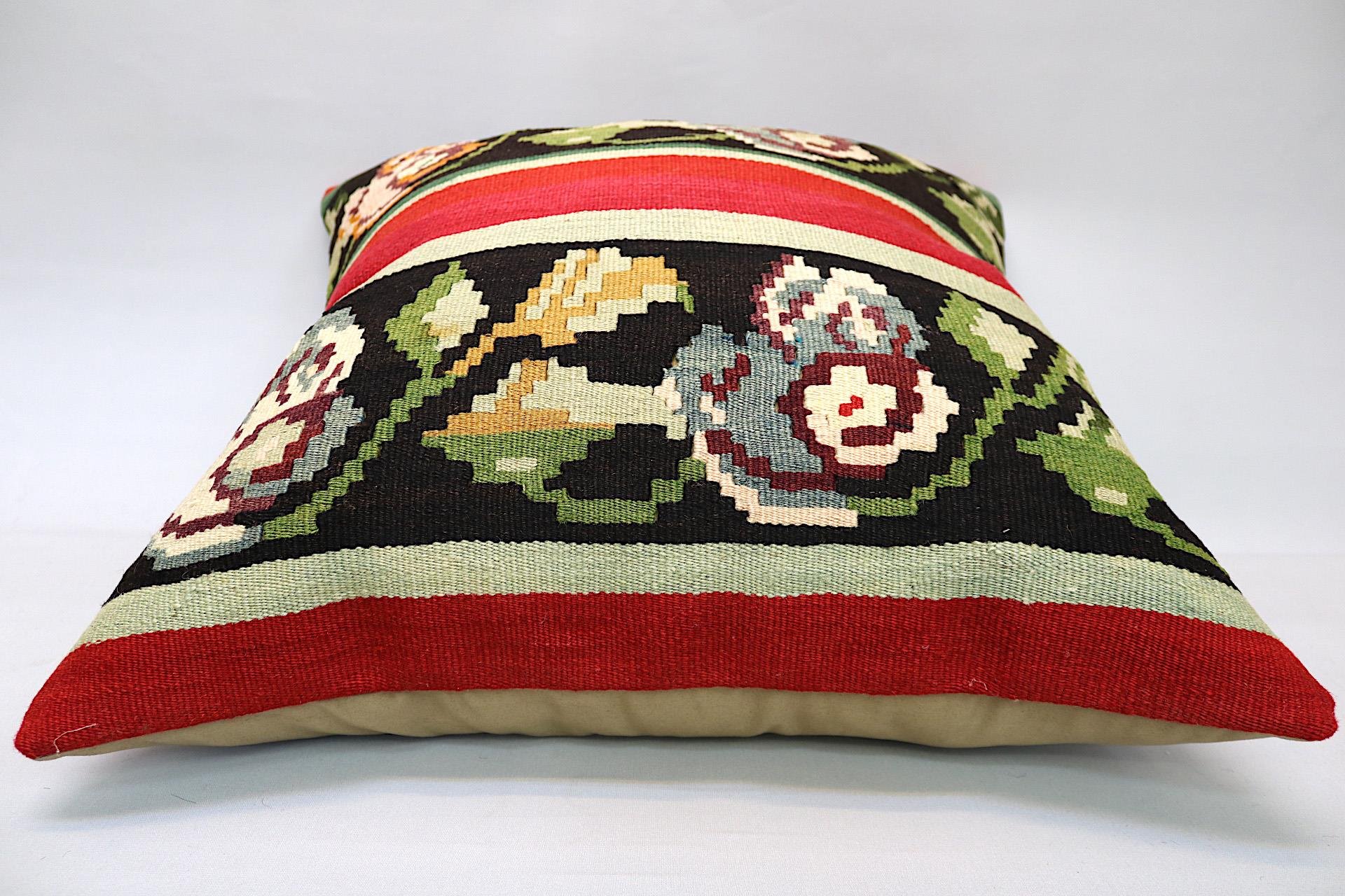 16x24 inches (40x60 cm) Kilim Pillow | KILIM WHOLESALE - Vintage Handmade Pillows - Vintage Handmade Kilim Rugs - It is 100% wool. Artistic and historical rugs. Old handwoven rugs. - Online hand woven rugs and kilim cushions sales. Shipping to a