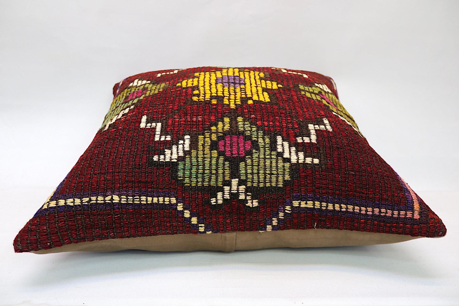 16x24 inches (40x60 cm) Kilim Pillow | KILIM WHOLESALE - Vintage Handmade Pillows - Vintage Handmade Kilim Rugs - It is 100% wool. Artistic and historical rugs. Old handwoven rugs. - Online hand woven rugs and kilim cushions sales. Shipping to a