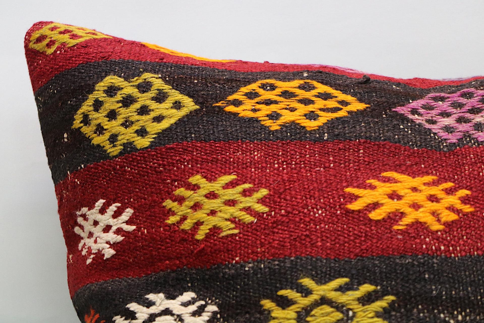 16x24 inches (40x60 cm) Kilim Pillow | KILIM WHOLESALE - Vintage Handmade Pillows - Vintage Handmade Kilim Rugs - It is 100% wool. Artistic and historical rugs. Old handwoven rugs. - Online hand woven rugs and kilim cushions sales. Shipping to a