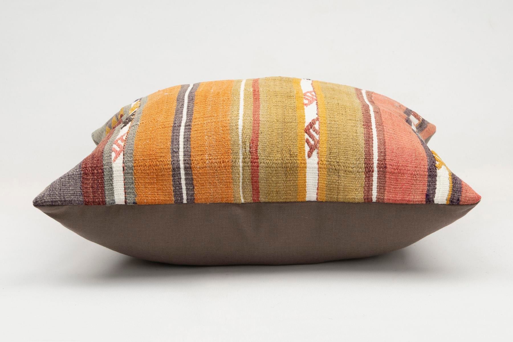 20x20 inches (50x50 cm) Kilim Pillow | KILIM WHOLESALE - Vintage Handmade Pillows - Vintage Handmade Kilim Rugs - It is 100% wool. Artistic and historical rugs. Old handwoven rugs. - Online hand woven rugs and kilim cushions sales. Shipping to a