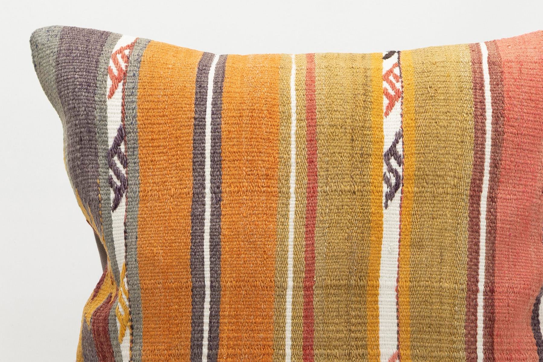20x20 inches (50x50 cm) Kilim Pillow | KILIM WHOLESALE - Vintage Handmade Pillows - Vintage Handmade Kilim Rugs - It is 100% wool. Artistic and historical rugs. Old handwoven rugs. - Online hand woven rugs and kilim cushions sales. Shipping to a