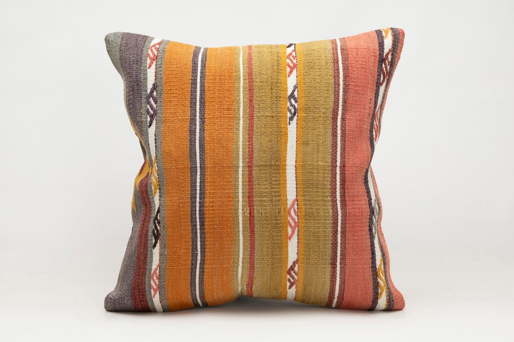 20x20 inches (50x50 cm) Kilim Pillow | KILIM WHOLESALE - Vintage Handmade Pillows - Vintage Handmade Kilim Rugs - It is 100% wool. Artistic and historical rugs. Old handwoven rugs. - Online hand woven rugs and kilim cushions sales. Shipping to a