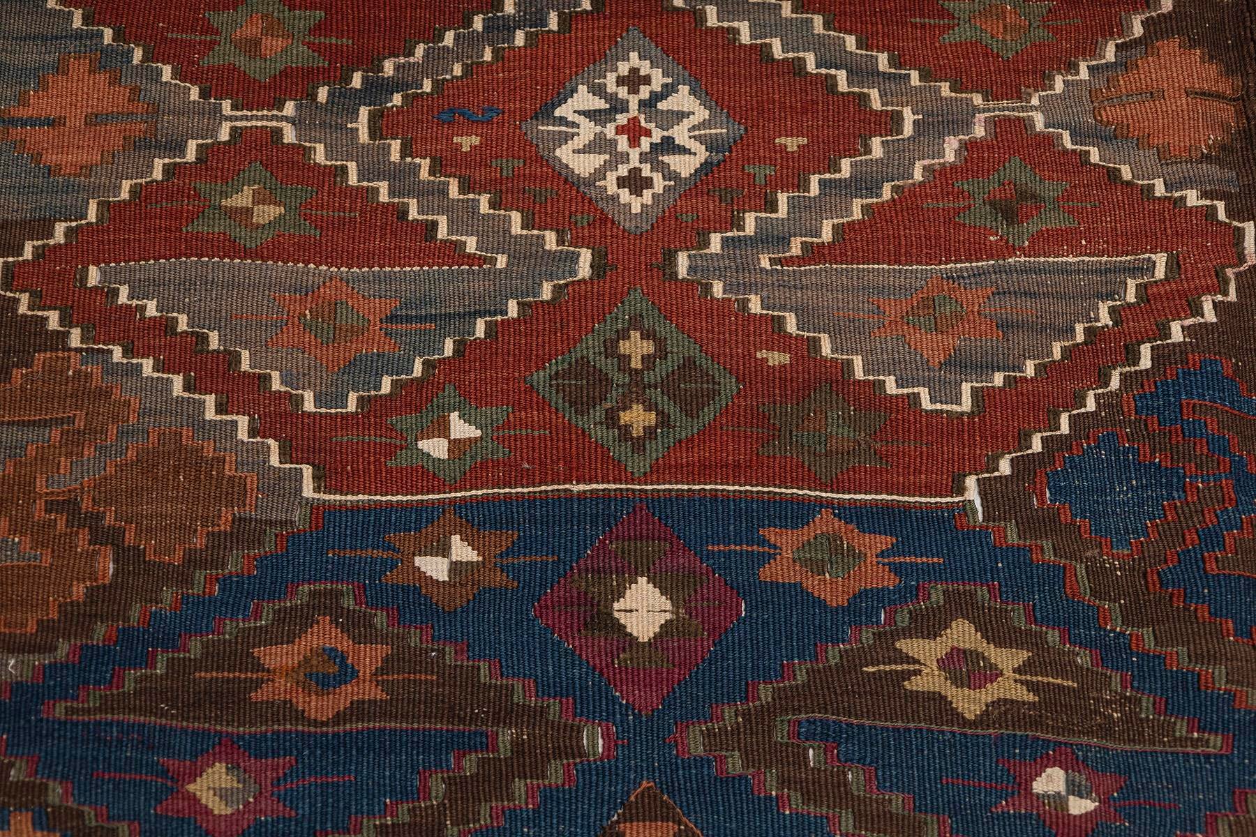 Sivas Kilim Rug (2.5 x 6.6 ft) | KILIM WHOLESALE - Vintage Handmade Pillows - Vintage Handmade Kilim Rugs - It is 100% wool. Artistic and historical rugs. Old handwoven rugs. - Online hand woven rugs and kilim cushions sales. Shipping to all ove