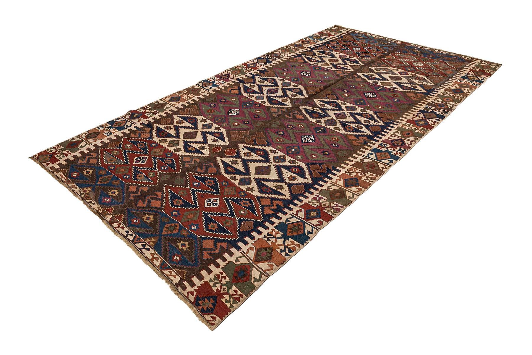 Sivas Kilim Rug (2.5 x 6.6 ft) | KILIM WHOLESALE - Vintage Handmade Pillows - Vintage Handmade Kilim Rugs - It is 100% wool. Artistic and historical rugs. Old handwoven rugs. - Online hand woven rugs and kilim cushions sales. Shipping to all ove