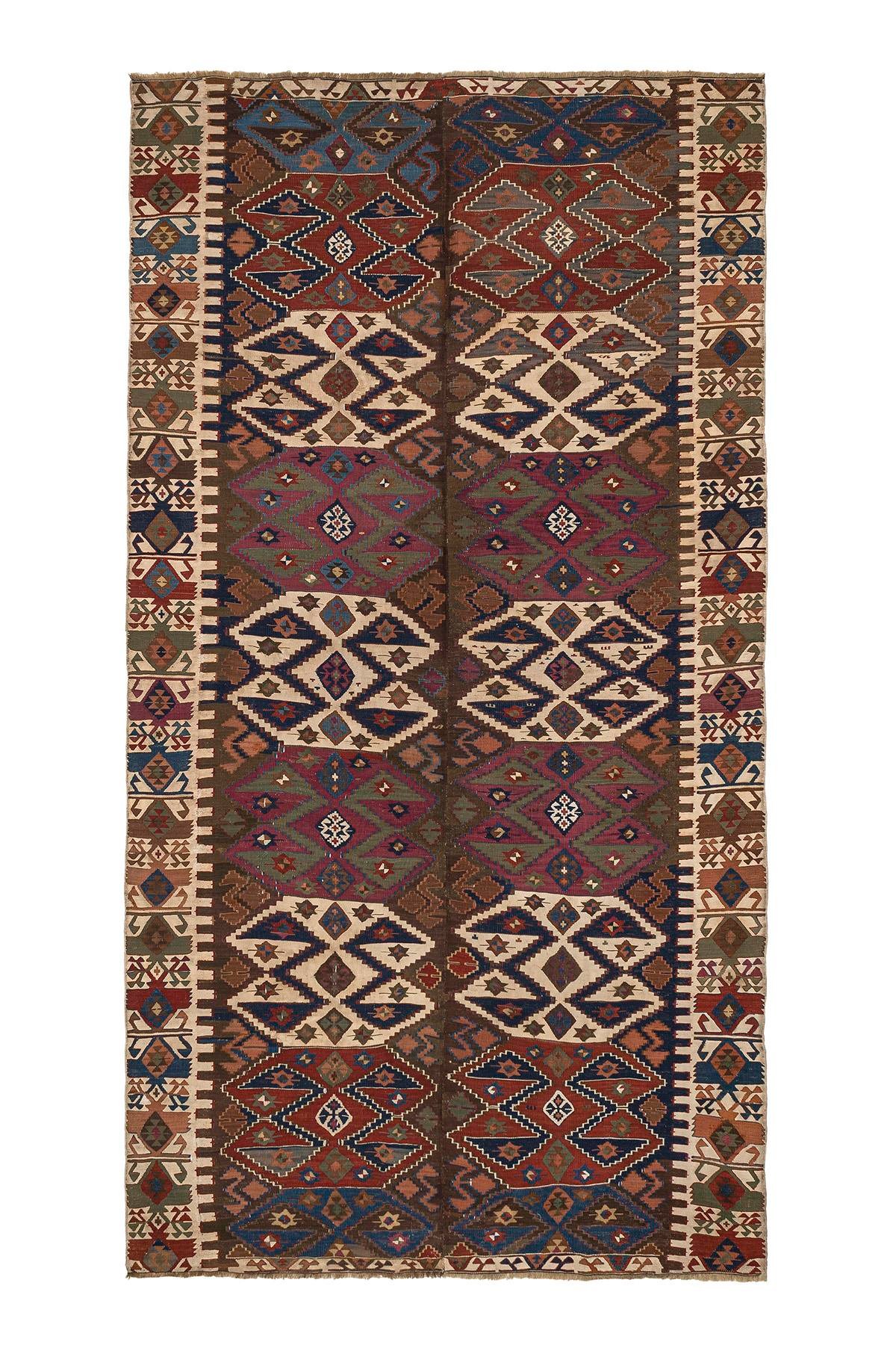 Sivas Kilim Rug (2.5 x 6.6 ft) | KILIM WHOLESALE - Vintage Handmade Pillows - Vintage Handmade Kilim Rugs - It is 100% wool. Artistic and historical rugs. Old handwoven rugs. - Online hand woven rugs and kilim cushions sales. Shipping to all ove