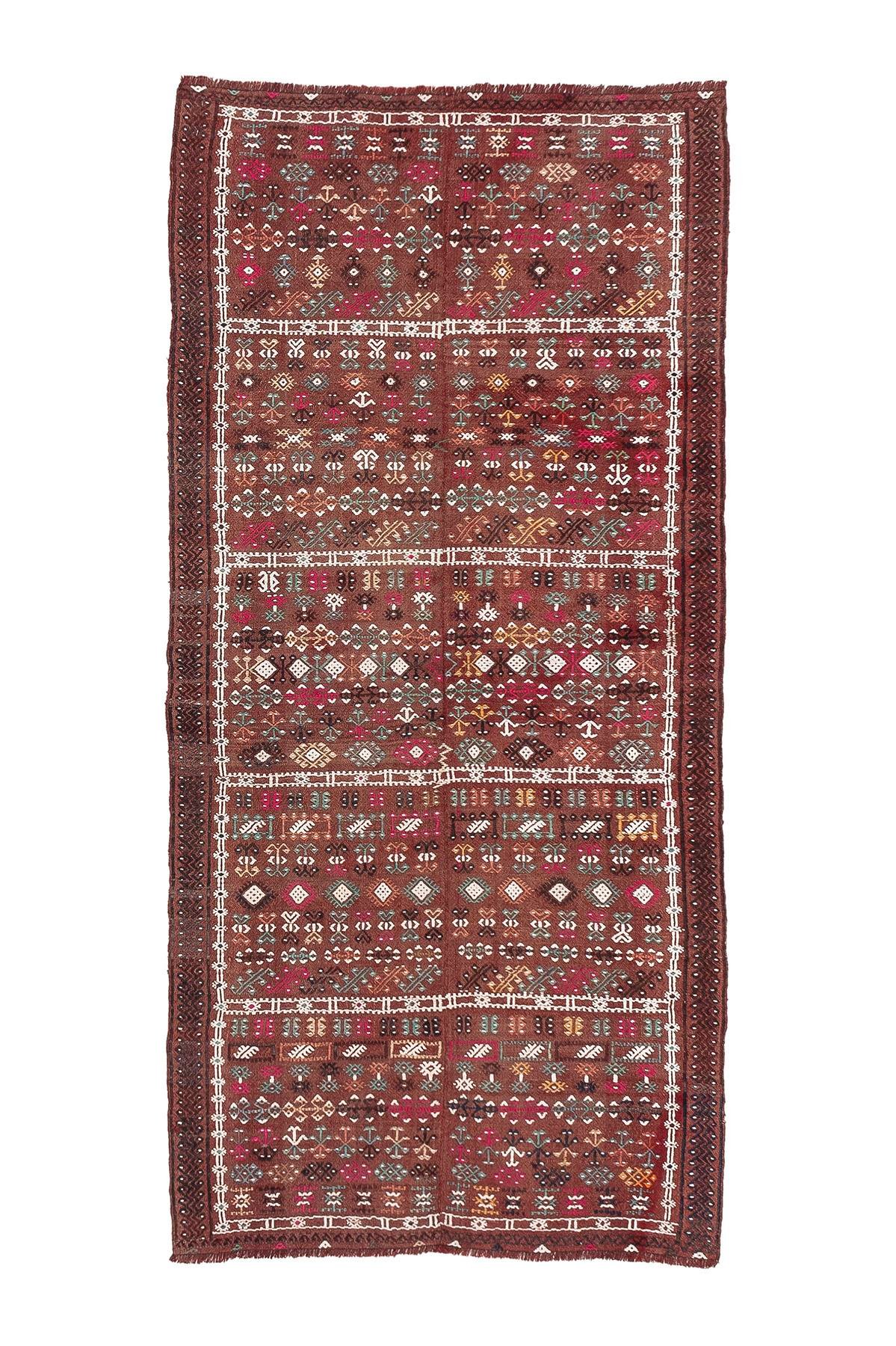 Sivas Kilim Rug (2.5 x 6.6 ft) | KILIM WHOLESALE - Vintage Handmade Pillows - Vintage Handmade Kilim Rugs - It is 100% wool. Artistic and historical rugs. Old handwoven rugs. - Online hand woven rugs and kilim cushions sales. Shipping to all ove