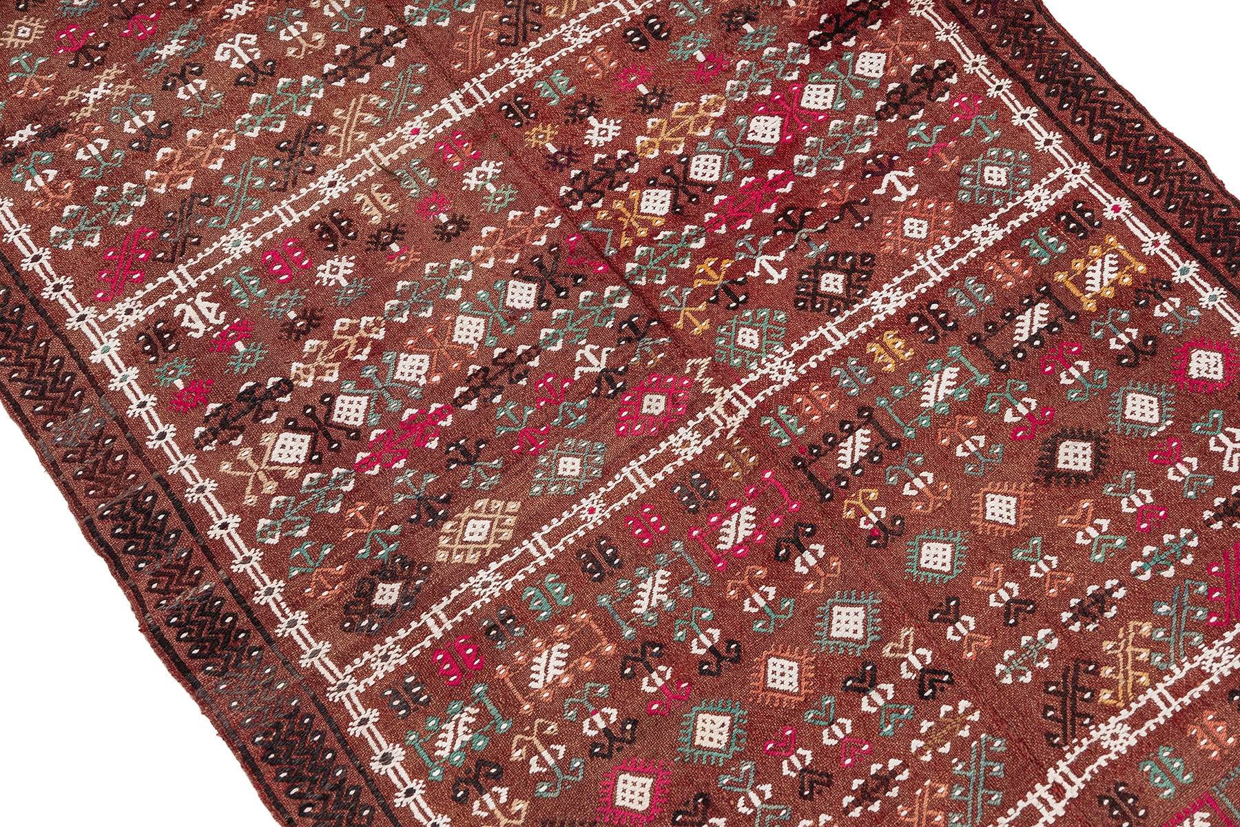 Sivas Kilim Rug (2.5 x 6.6 ft) | KILIM WHOLESALE - Vintage Handmade Pillows - Vintage Handmade Kilim Rugs - It is 100% wool. Artistic and historical rugs. Old handwoven rugs. - Online hand woven rugs and kilim cushions sales. Shipping to all ove