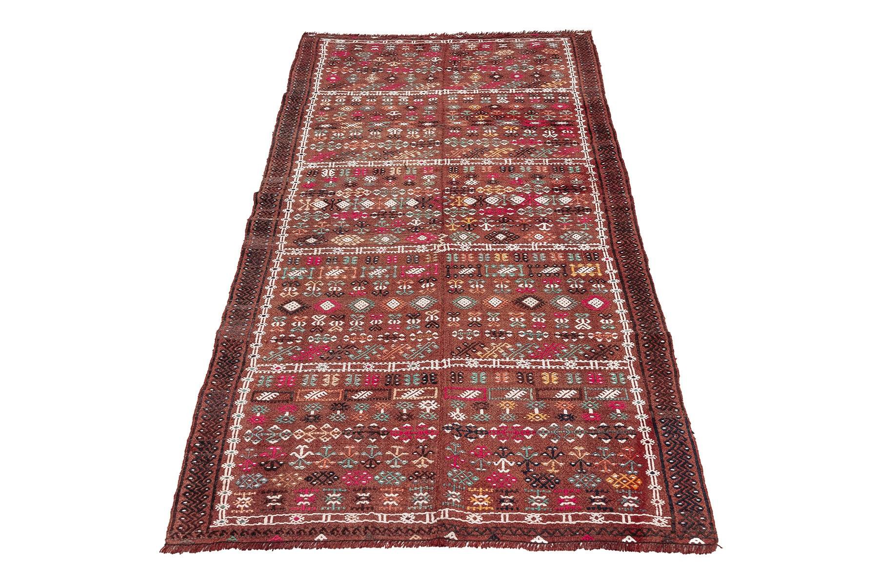Sivas Kilim Rug (2.5 x 6.6 ft) | KILIM WHOLESALE - Vintage Handmade Pillows - Vintage Handmade Kilim Rugs - It is 100% wool. Artistic and historical rugs. Old handwoven rugs. - Online hand woven rugs and kilim cushions sales. Shipping to all ove