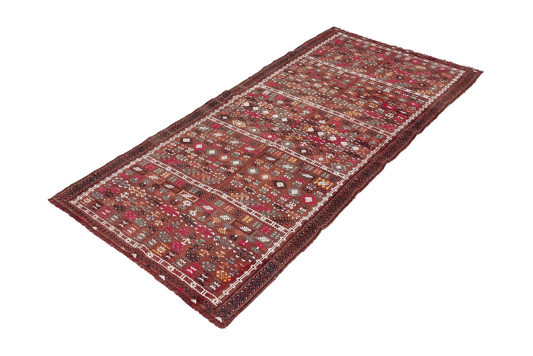 Sivas Kilim Rug (2.5 x 6.6 ft) | KILIM WHOLESALE - Vintage Handmade Pillows - Vintage Handmade Kilim Rugs - It is 100% wool. Artistic and historical rugs. Old handwoven rugs. - Online hand woven rugs and kilim cushions sales. Shipping to all ove