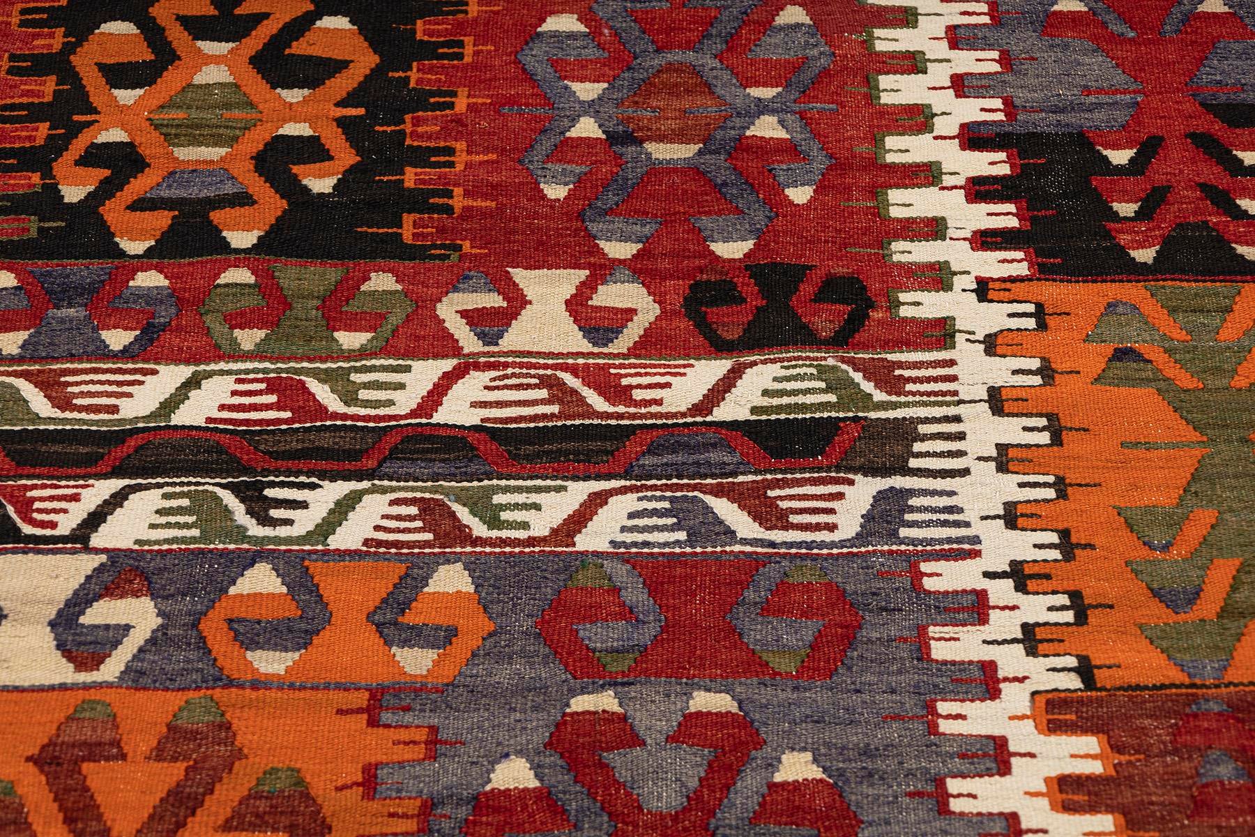 Sivas Kilim Rug (2.5 x 6.6 ft) | KILIM WHOLESALE - Vintage Handmade Pillows - Vintage Handmade Kilim Rugs - It is 100% wool. Artistic and historical rugs. Old handwoven rugs. - Online hand woven rugs and kilim cushions sales. Shipping to all ove