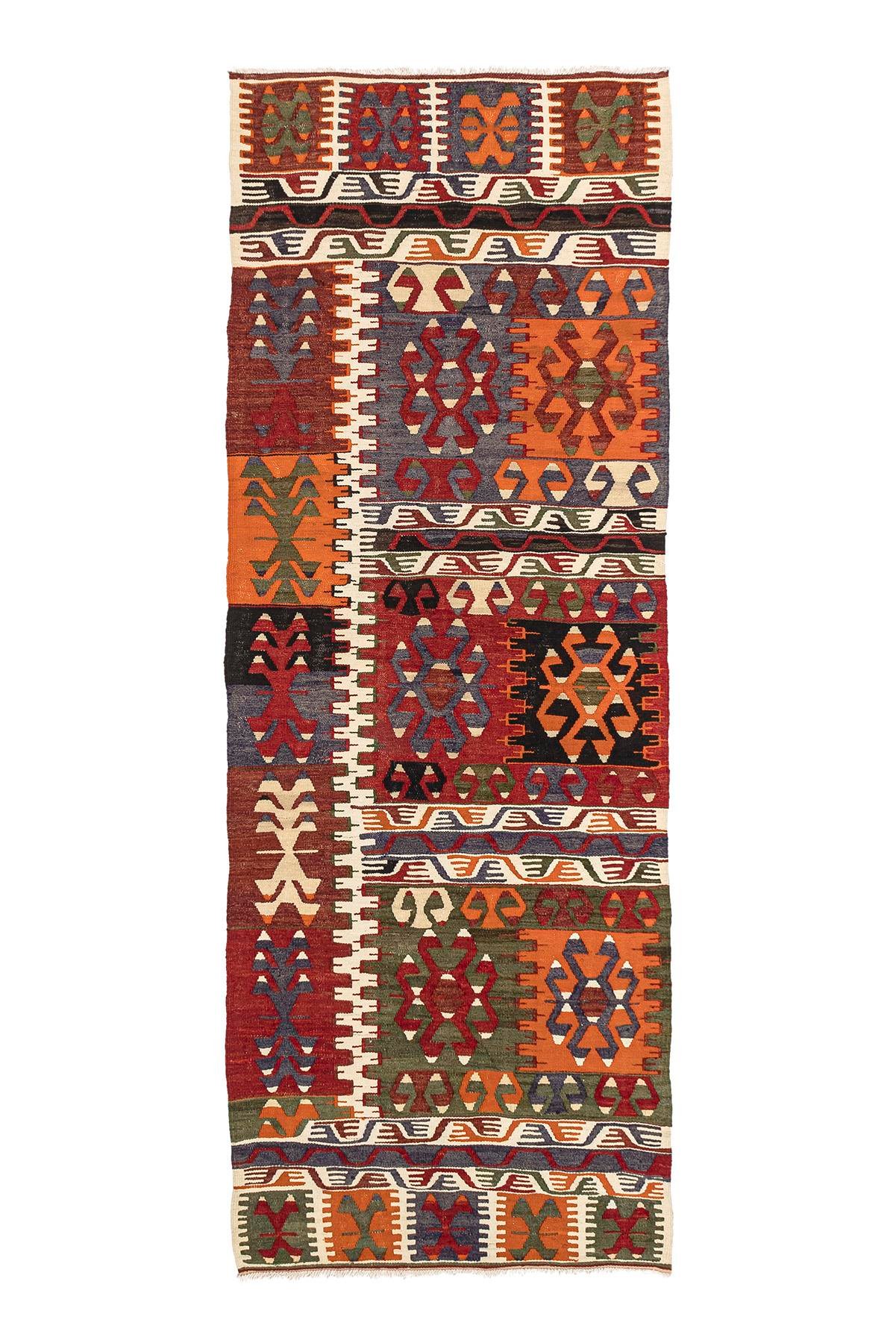 Sivas Kilim Rug (2.5 x 6.6 ft) | KILIM WHOLESALE - Vintage Handmade Pillows - Vintage Handmade Kilim Rugs - It is 100% wool. Artistic and historical rugs. Old handwoven rugs. - Online hand woven rugs and kilim cushions sales. Shipping to all ove