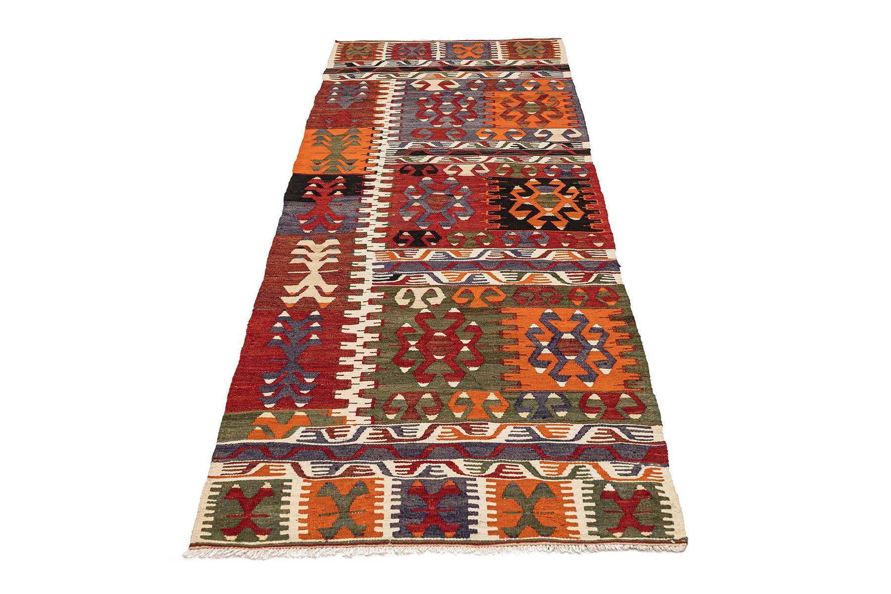 Sivas Kilim Rug (2.5 x 6.6 ft) | KILIM WHOLESALE - Vintage Handmade Pillows - Vintage Handmade Kilim Rugs - It is 100% wool. Artistic and historical rugs. Old handwoven rugs. - Online hand woven rugs and kilim cushions sales. Shipping to all ove