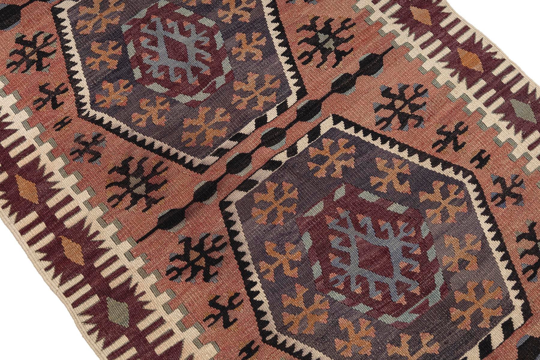 Sivas Kilim Rug (2.5 x 6.6 ft) | KILIM WHOLESALE - Vintage Handmade Pillows - Vintage Handmade Kilim Rugs - It is 100% wool. Artistic and historical rugs. Old handwoven rugs. - Online hand woven rugs and kilim cushions sales. Shipping to all ove