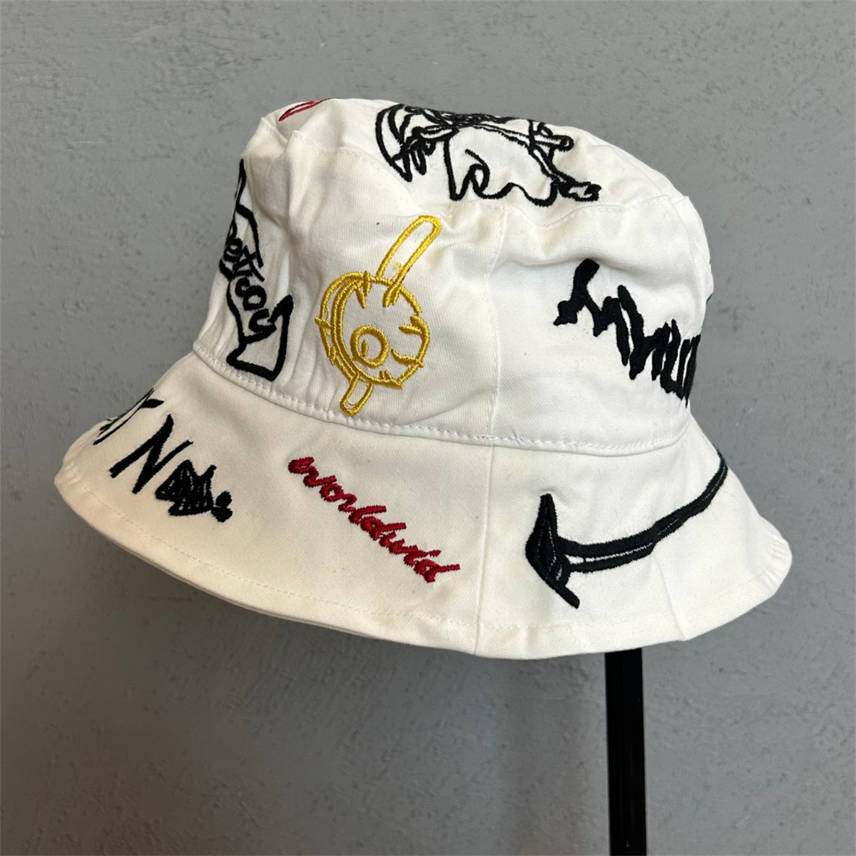 Brooklyn Desenli Yazlık Beyaz Bucket Şapka 