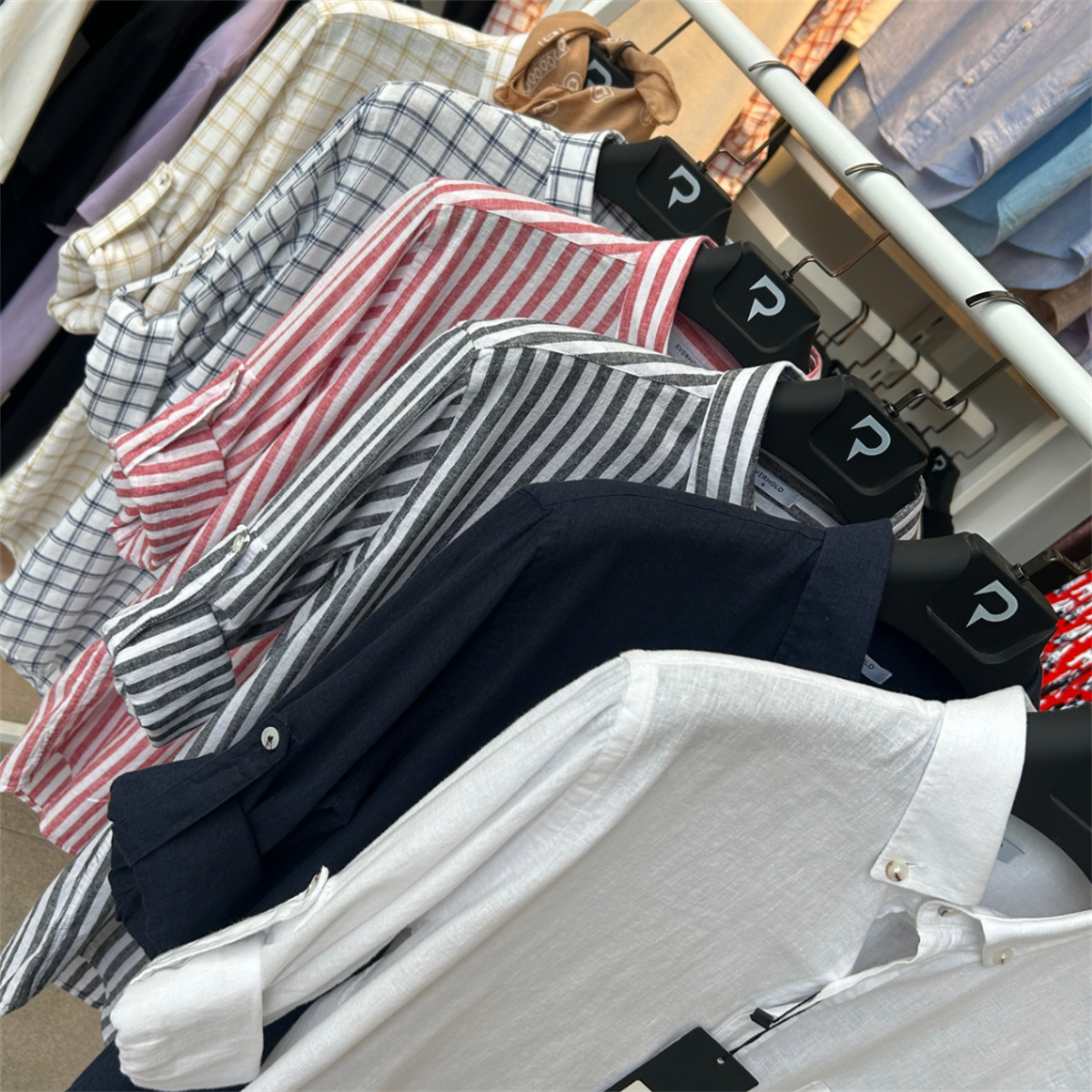 Çizgili Unisex Keten Gömlek 