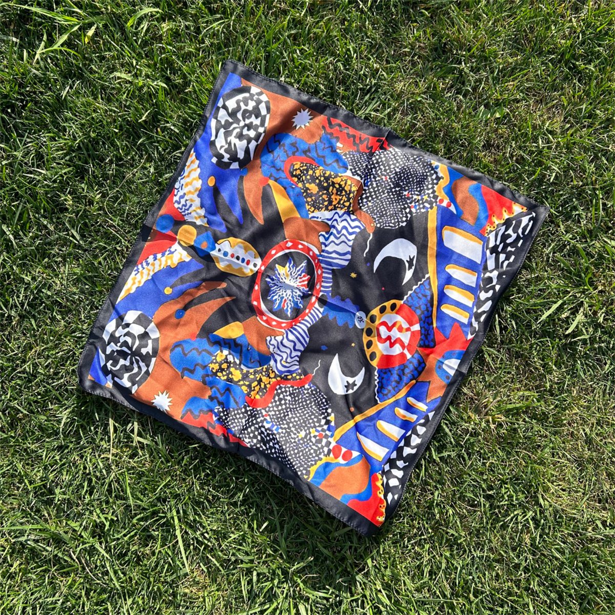 Desenli Saten Fular Bandana