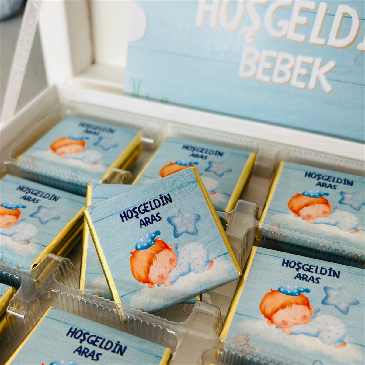 Hoşgeldin Bebek Çikolatası Hediye Erkek Bebek