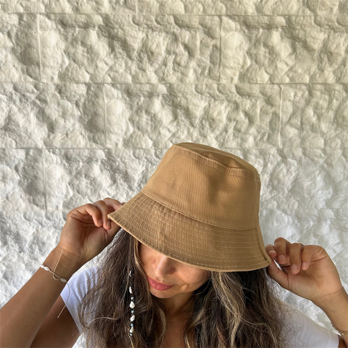 Mevsimlik Bucket Bej Şapka 