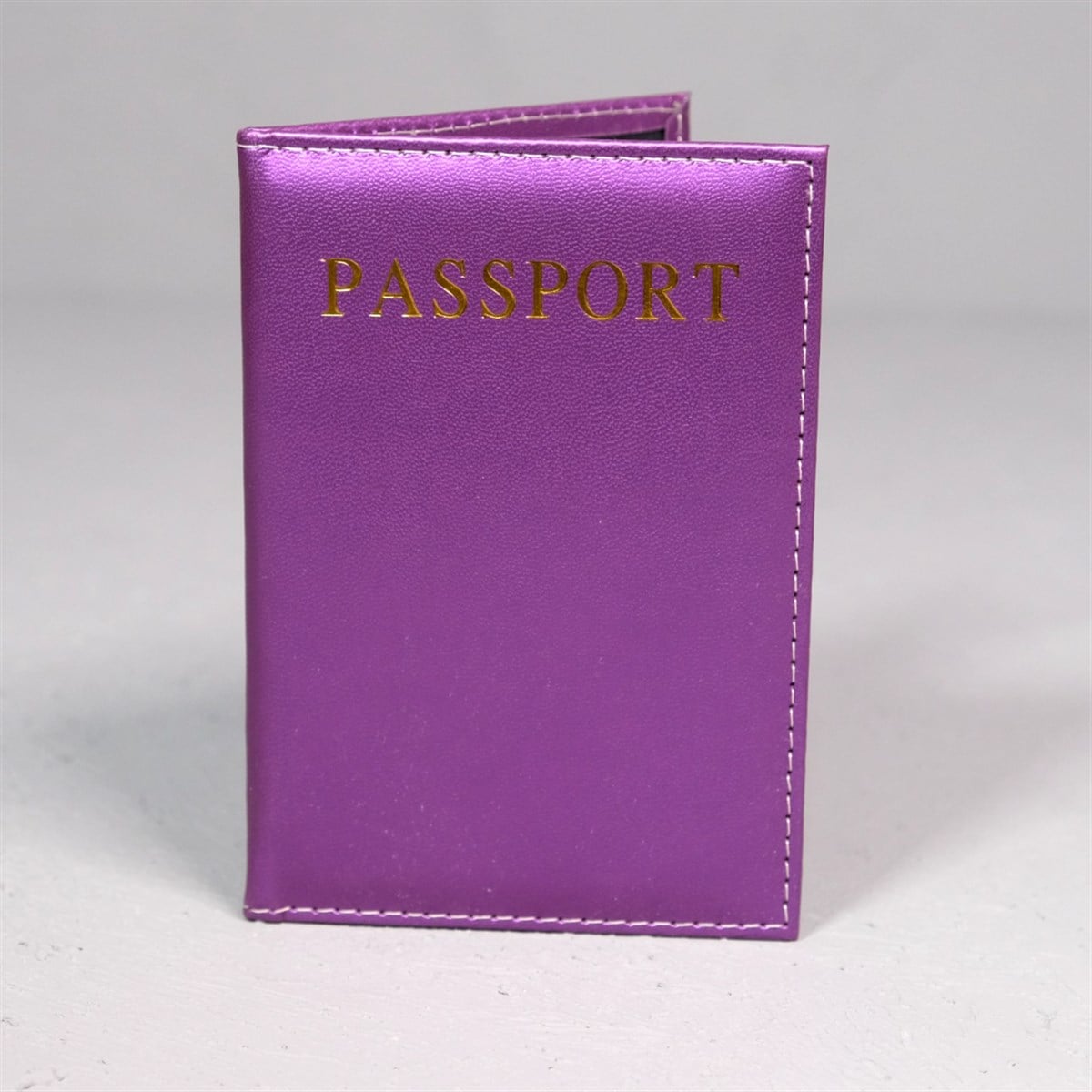 Pasaport Kılıfı Mor Parlak Suni Deri