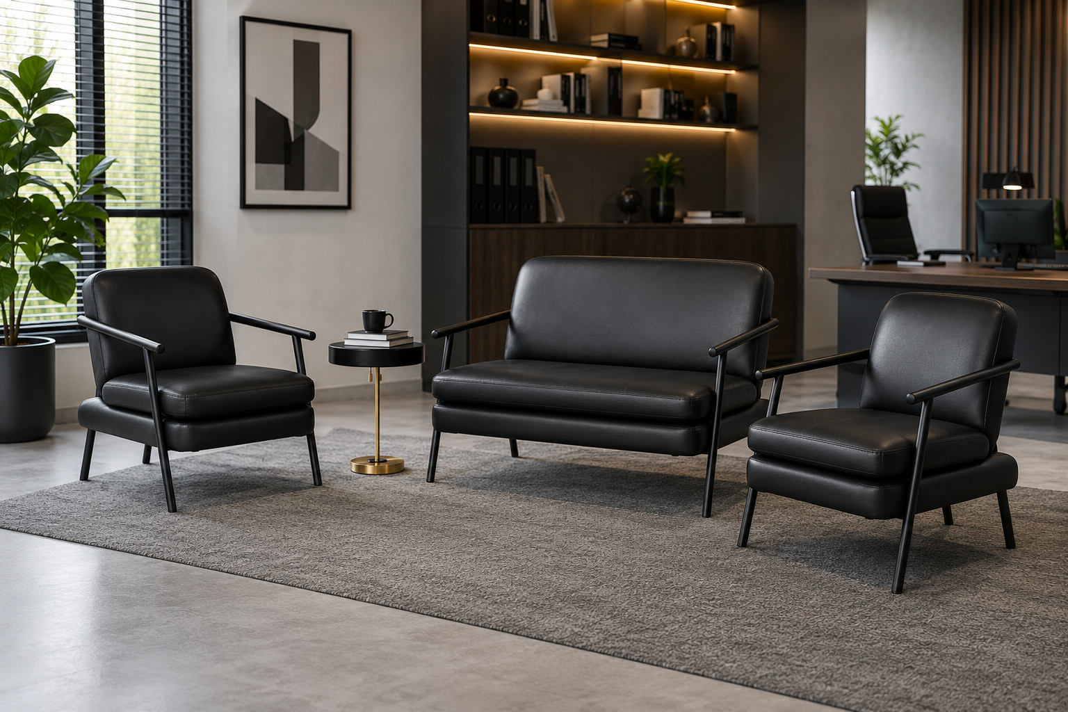 2+1+1 Bold Premium Ofis Oturma Grubu - Mavi
