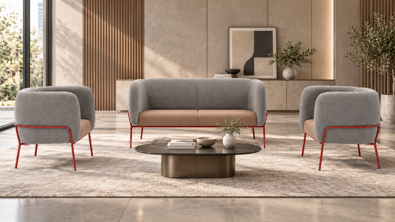 2+1+1 Cube Modern Ofis Bekleme ve Lounge Oturma Grubu – Minimalist Tasarım