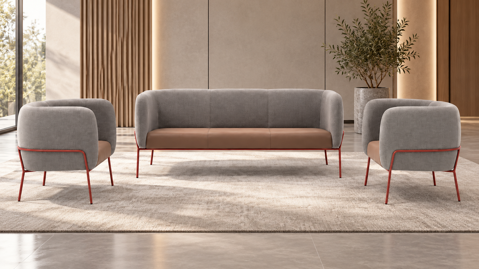 3+1+1 Cube Modern Ofis Bekleme ve Lounge Oturma Grubu – Minimalist Tasarım