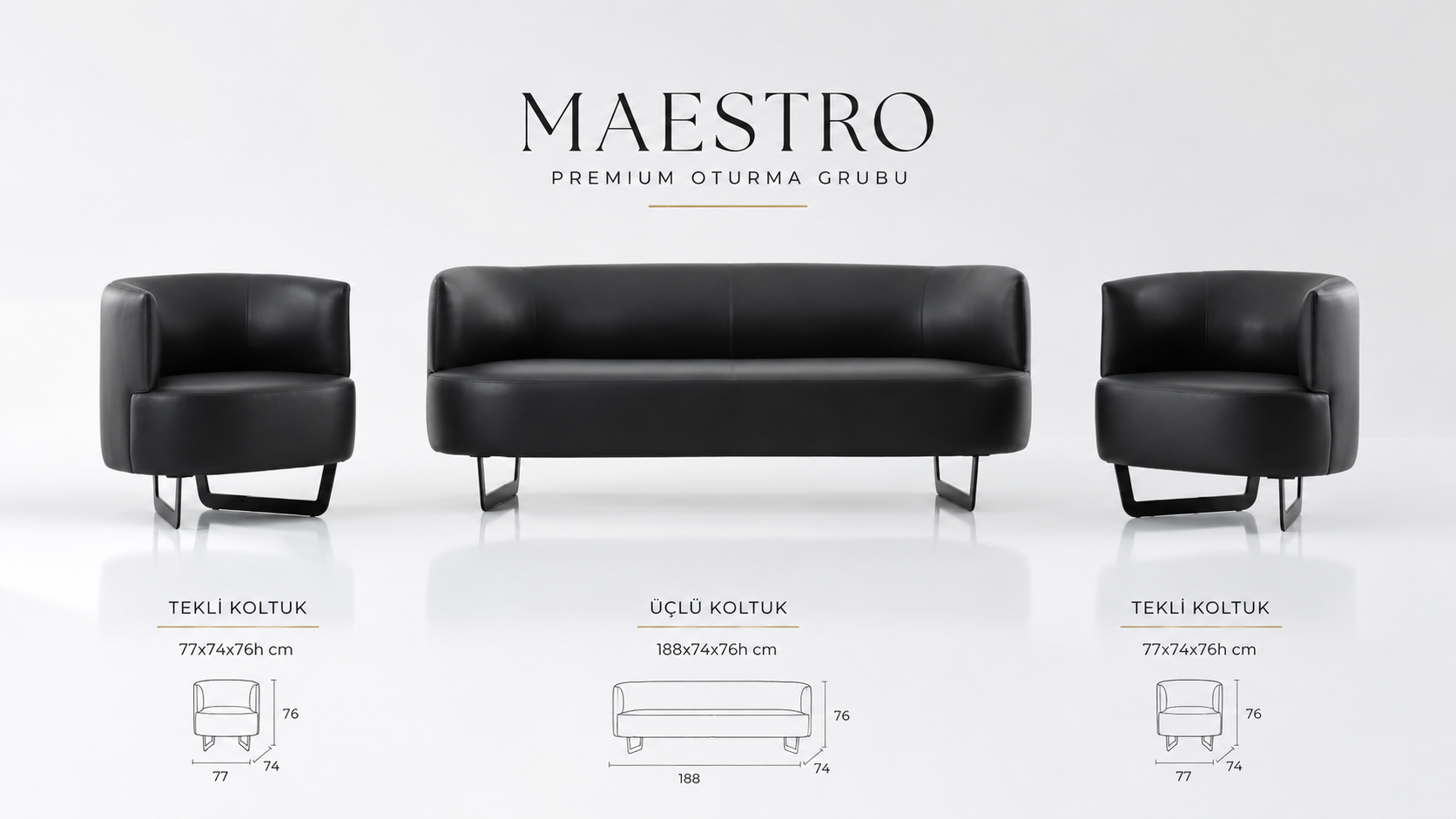 3+1+1 Maestro Oturma Grubu | Modern Ofis Koltuk Takımı