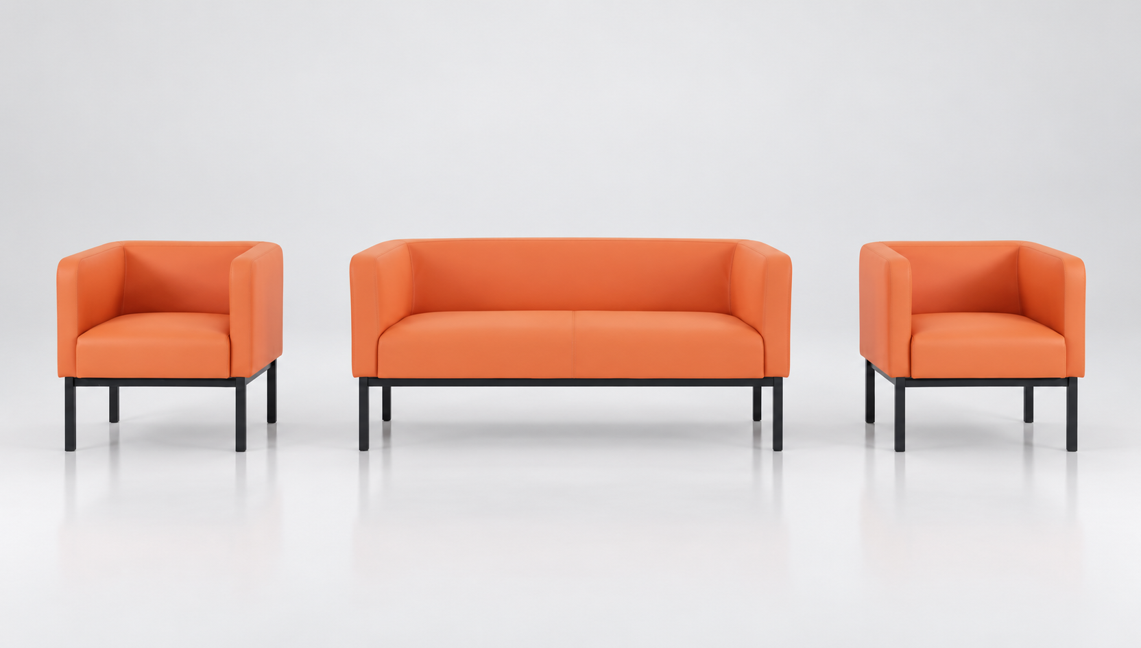 BOX 2+1+1 Modern Ofis Oturma Grubu | Metal Ayaklı Bekleme ve Misafir Takımı