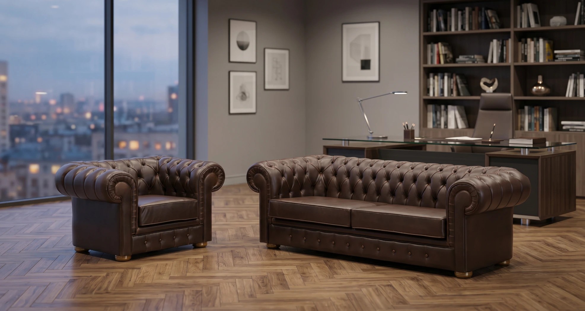 Chester 3+1+1 Oturma Grubu – Klasik Chester Ofis Koltuk Takımı