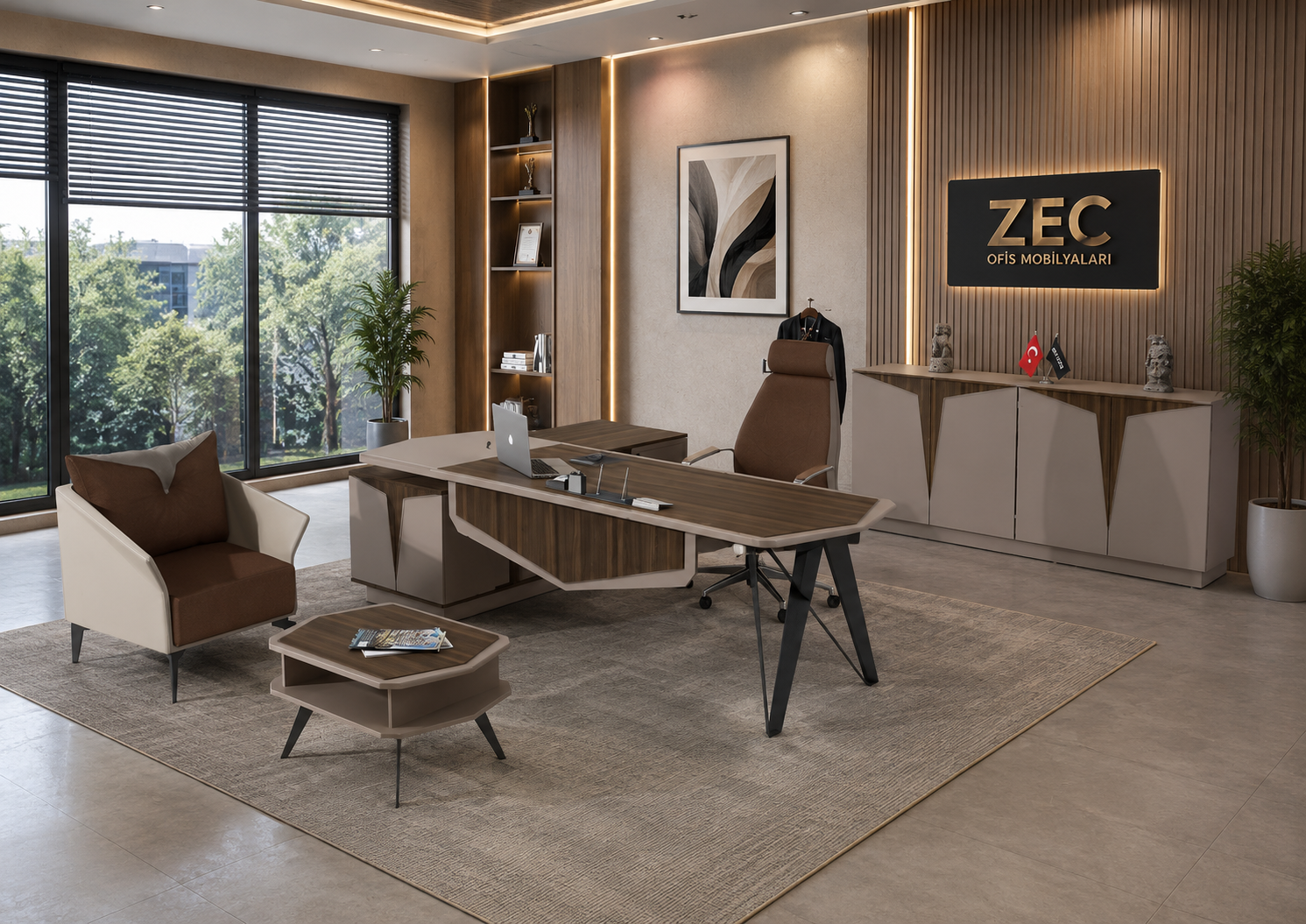 Diagonal Yönetici Takımı | Modern ve Premium Makam Ofis Mobilyası | ZEC Ofis