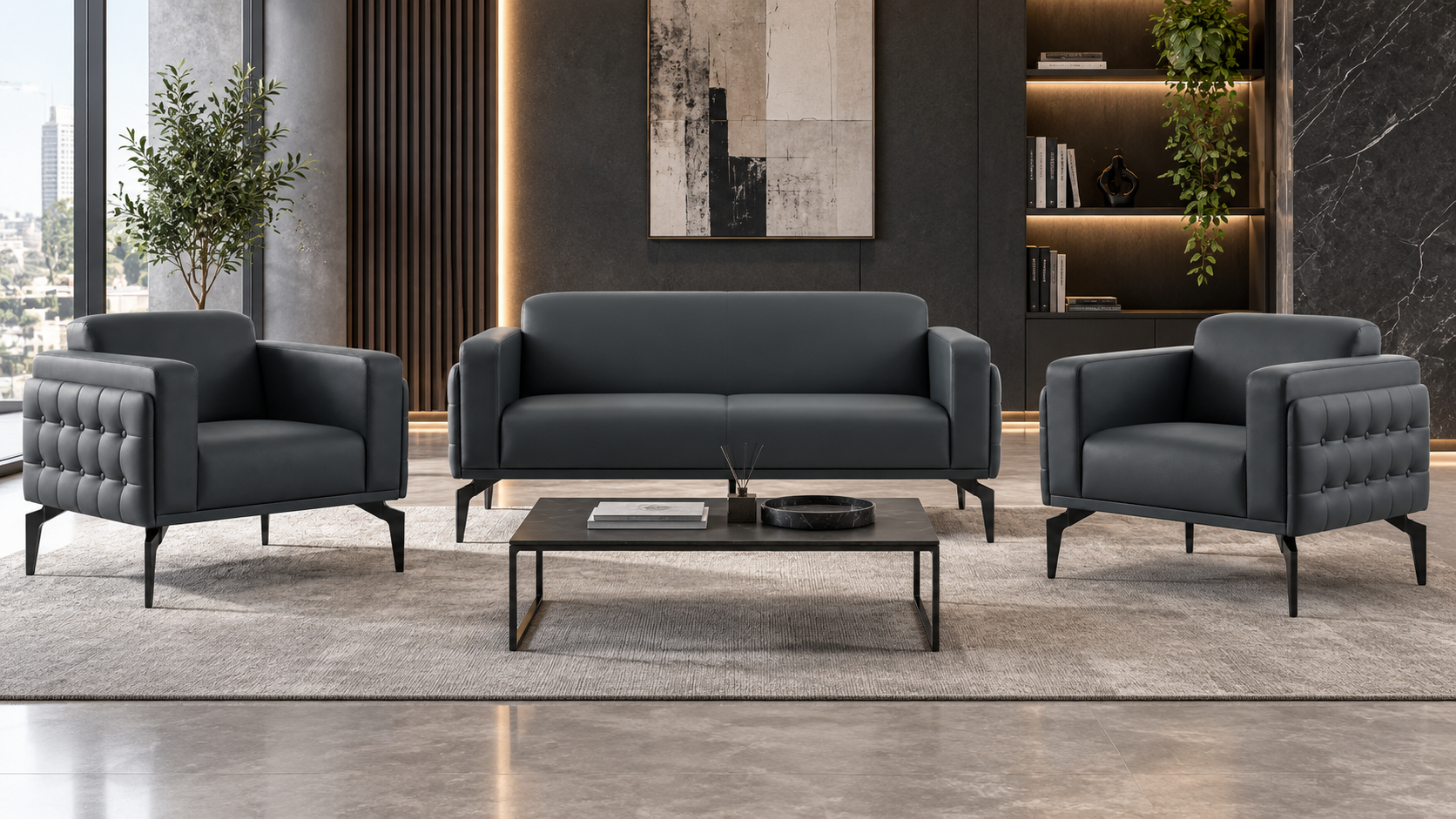 Elmore 2+1+1 Ofis Oturma Grubu | Modern Bekleme ve Misafir Koltuk Takımı