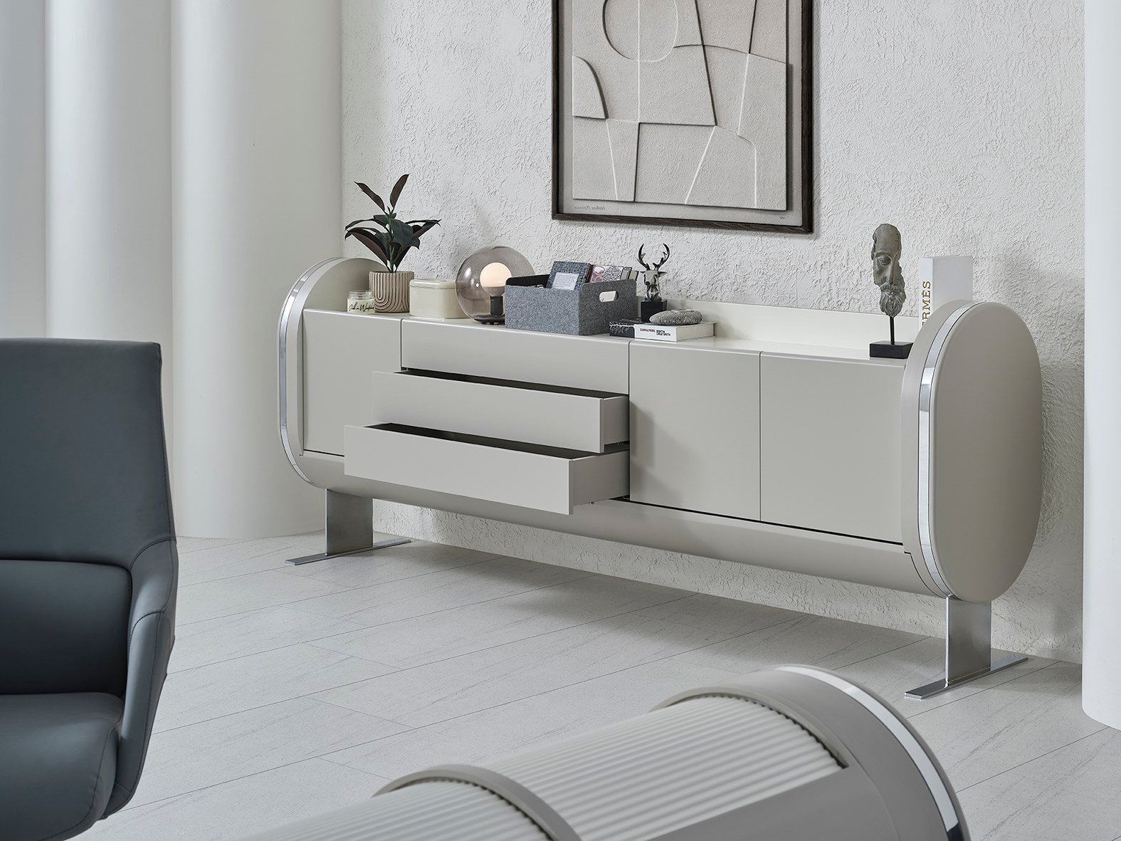 Genesis Bej VIP Ahşap Makam Takımı – Modern Premium Yönetici Ofis Mobilyası