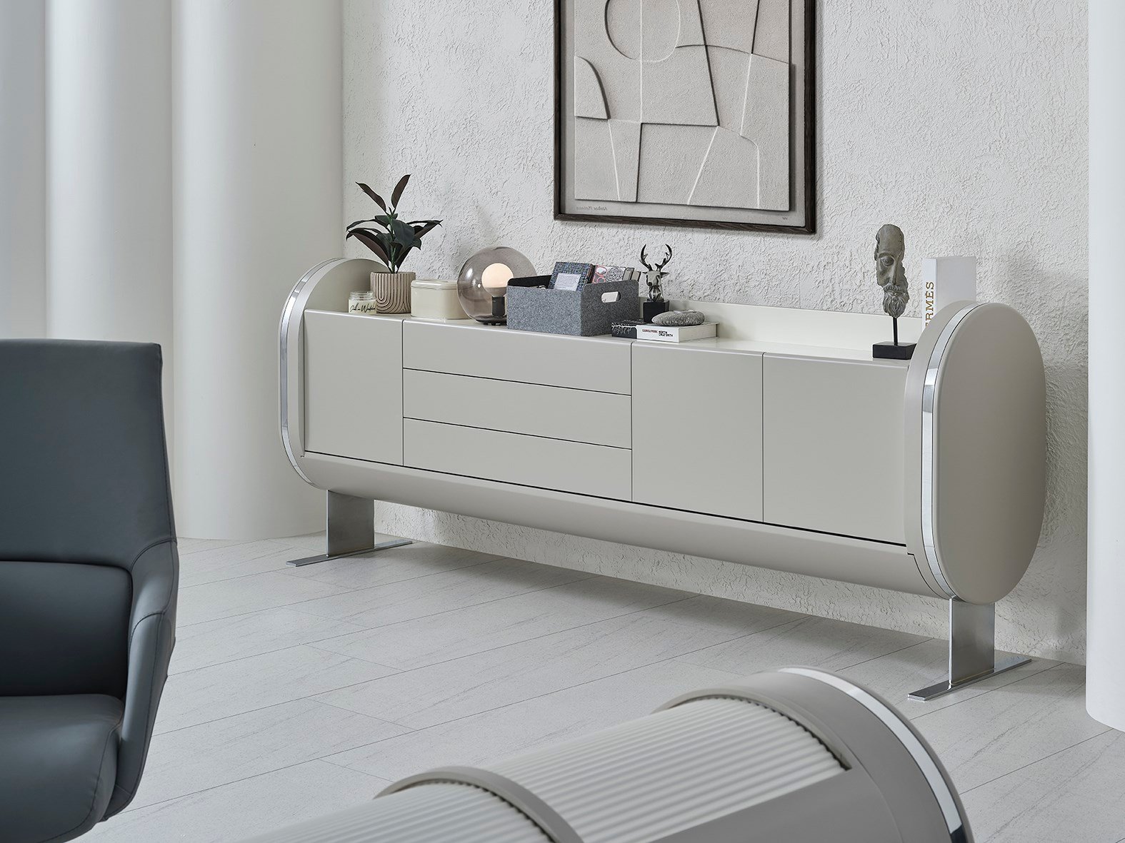 Genesis Bej VIP Ahşap Makam Takımı – Modern Premium Yönetici Ofis Mobilyası