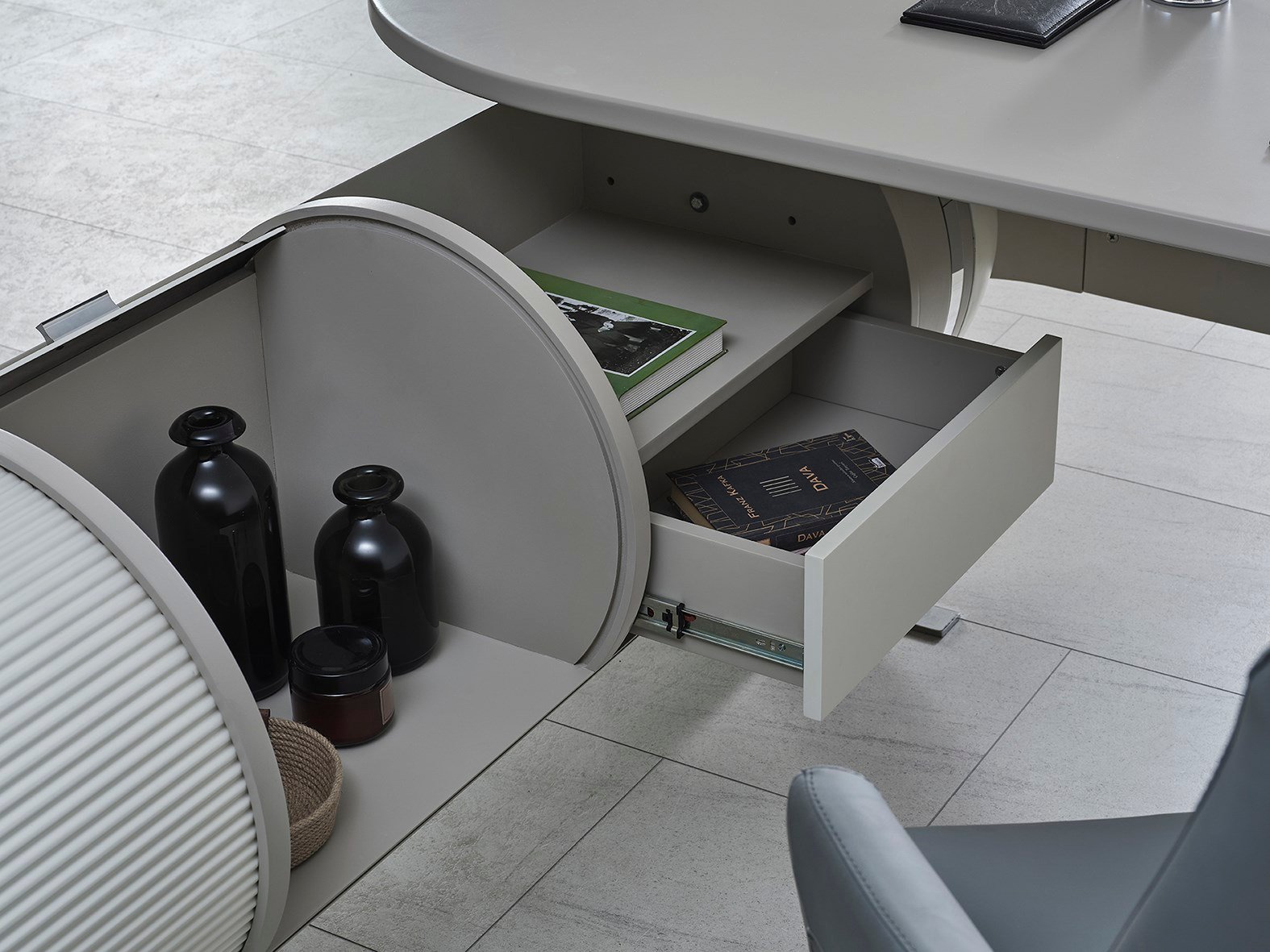 Genesis Bej VIP Ahşap Makam Takımı – Modern Premium Yönetici Ofis Mobilyası