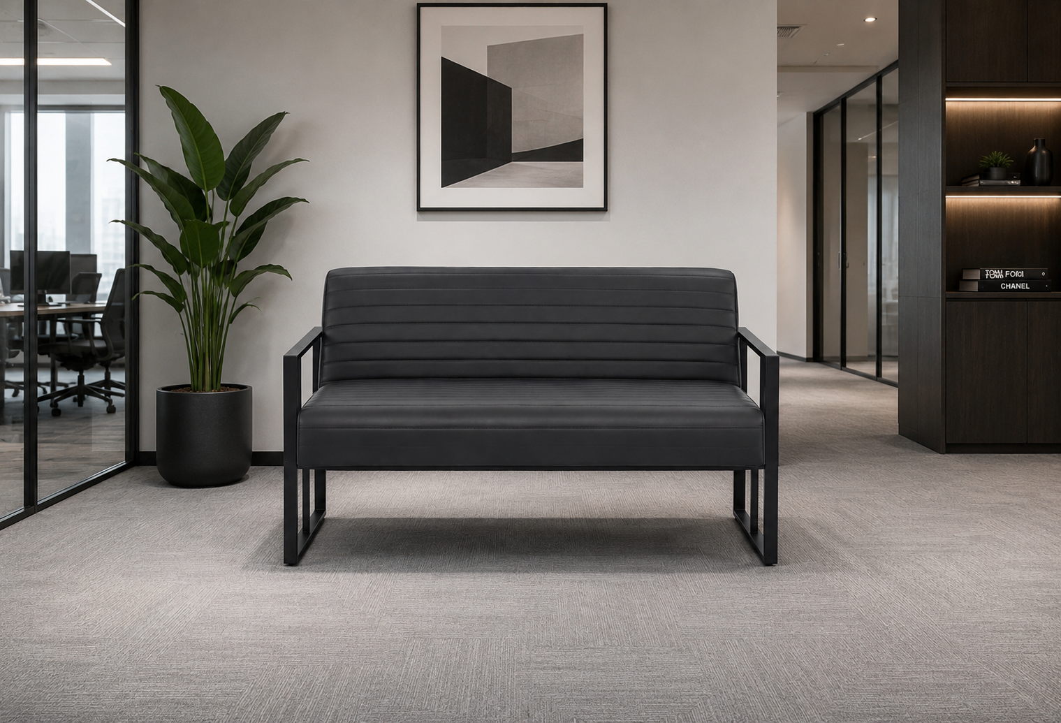 Keops İkili Ofis Koltuğu | Modern Metal İskeletli Bekleme Koltuğu
