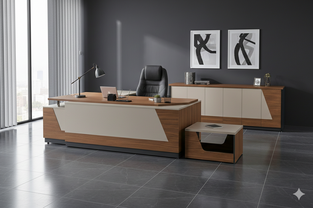 Linum Yönetici Masa Takımı - 2026 Modern Ofis Koleksiyonu (240 cm)