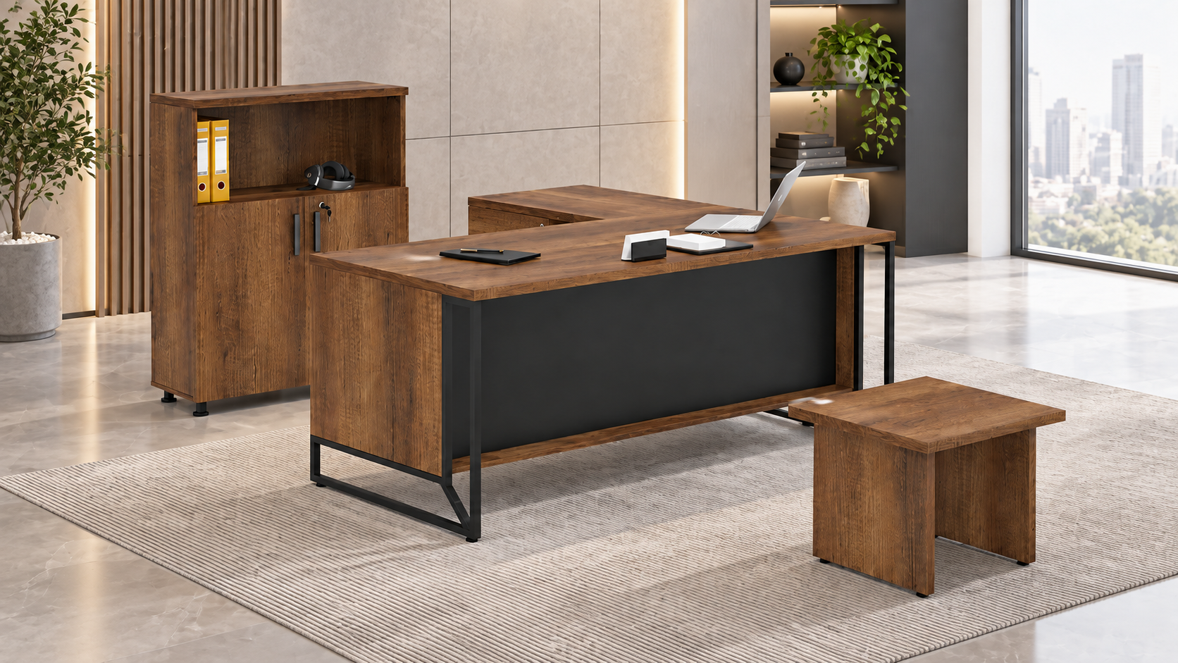 Luban Çalışma Seti 160 cm | Modern Ofis Masa Takımı