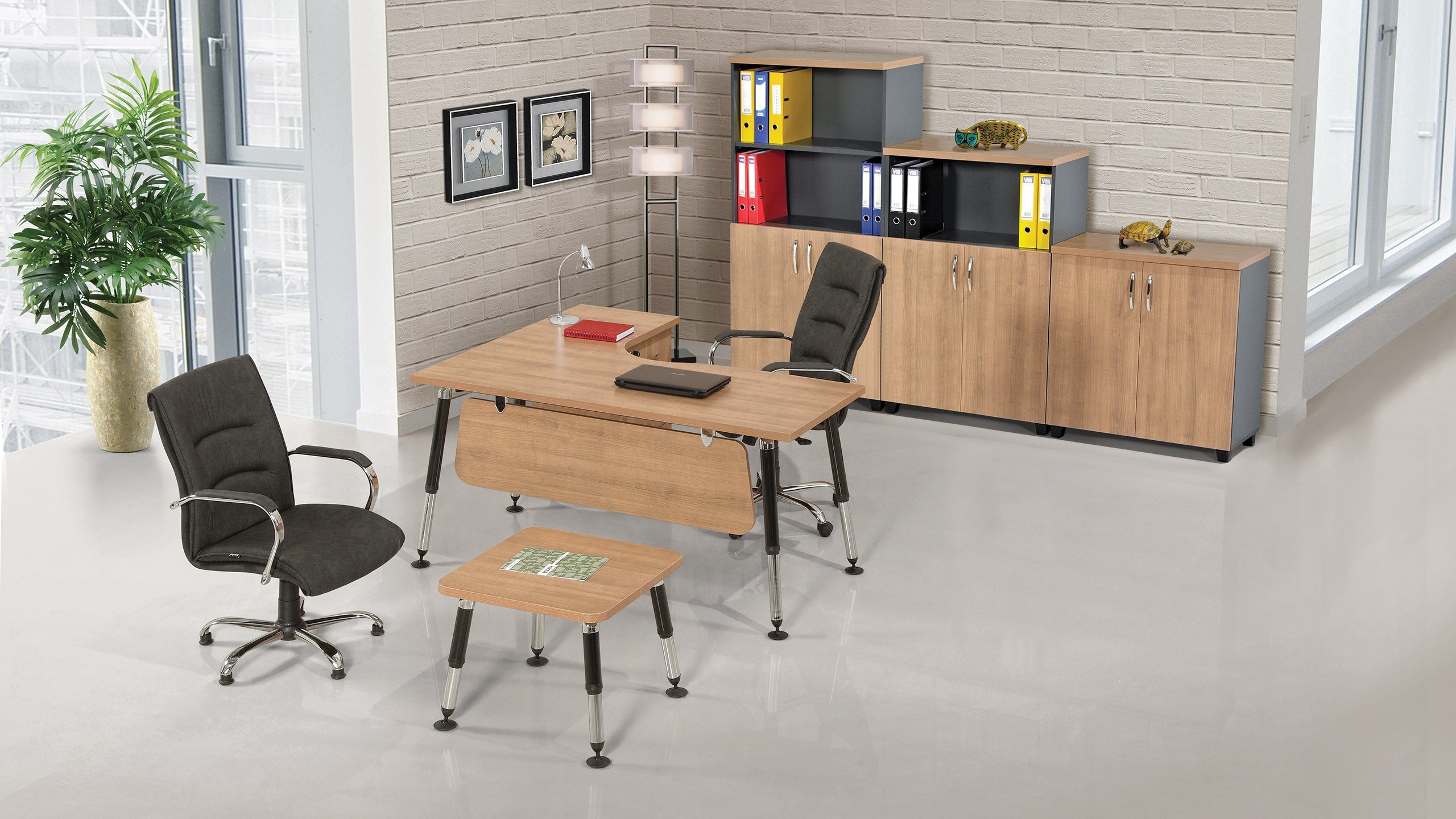 Micro Beril Ara Yönetici Takımı | Etajerli Metal Ayaklı Ofis Mobilyası