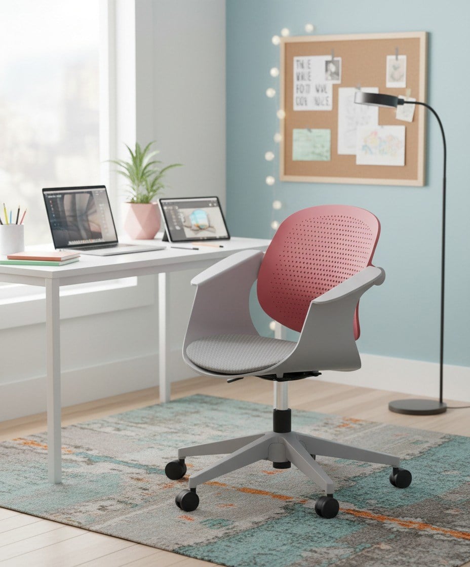 Sisa Modern Çalışma Koltuğu | Ergonomik, Tekerlekli - Somon
