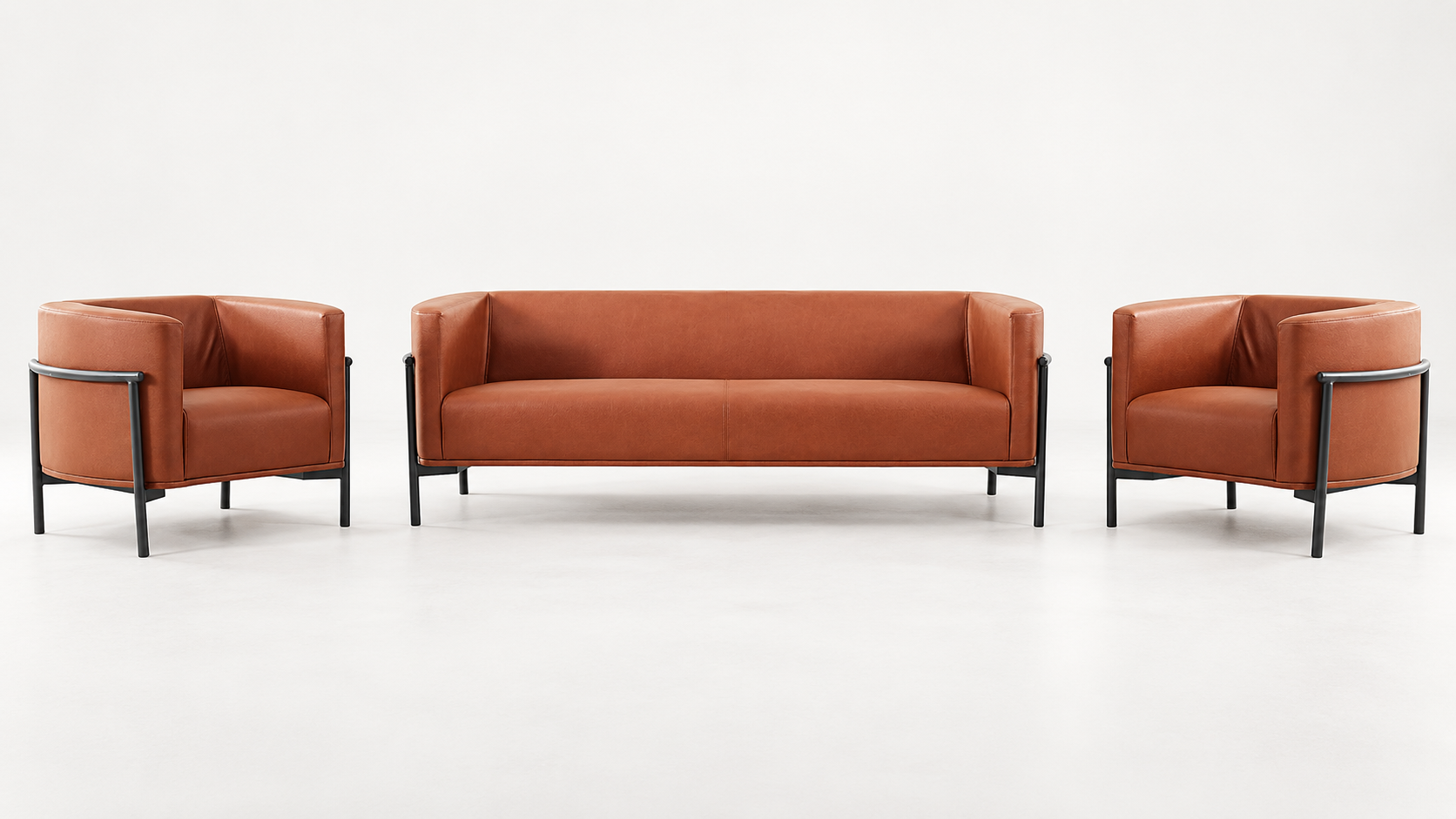 Wings 3+1+1 Ofis Oturma Grubu | Metal Ayaklı Modern Lobi ve Bekleme Takımı