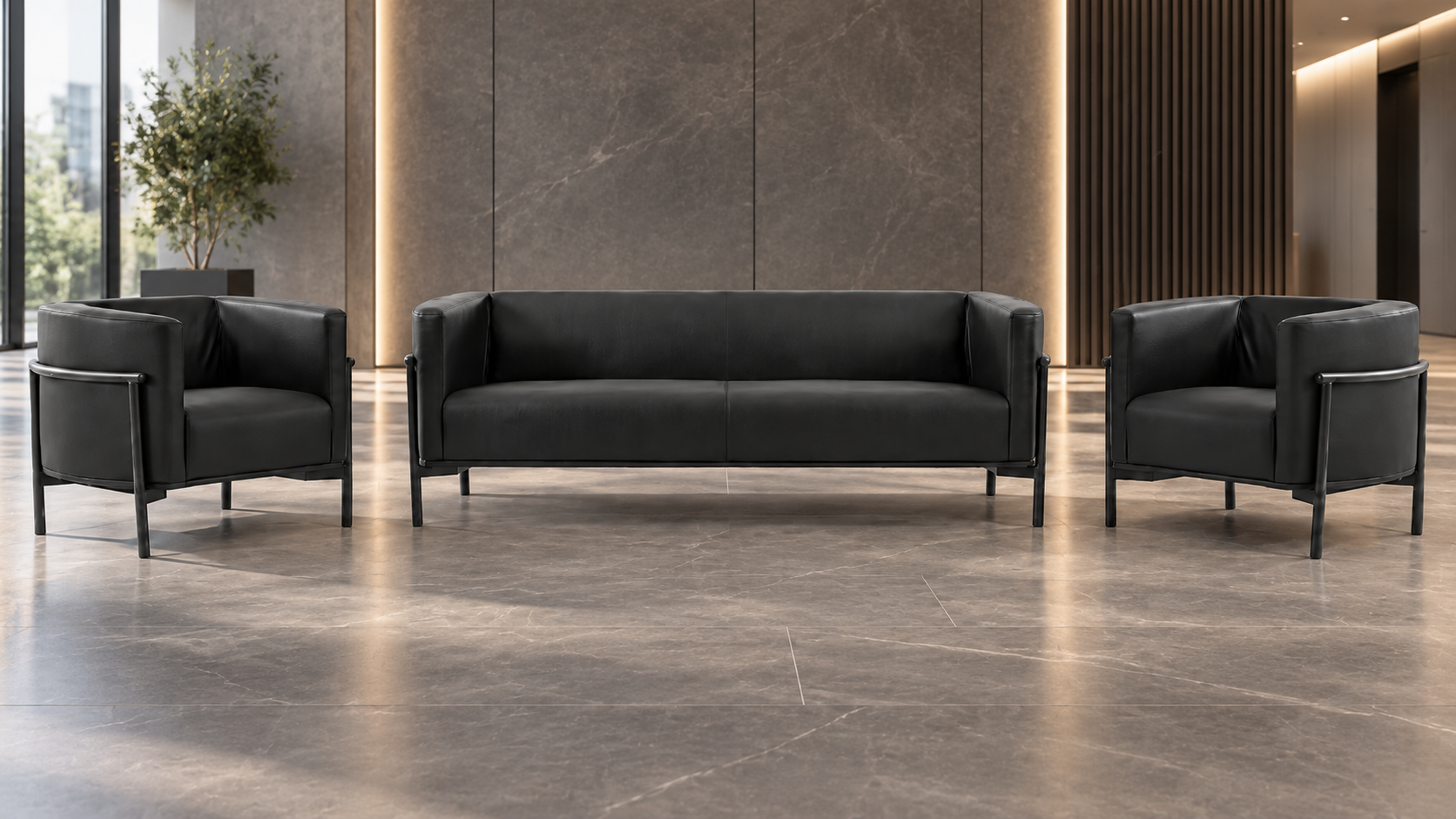 Wings 3+1+1 Ofis Oturma Grubu | Metal Ayaklı Modern Lobi ve Bekleme Takımı