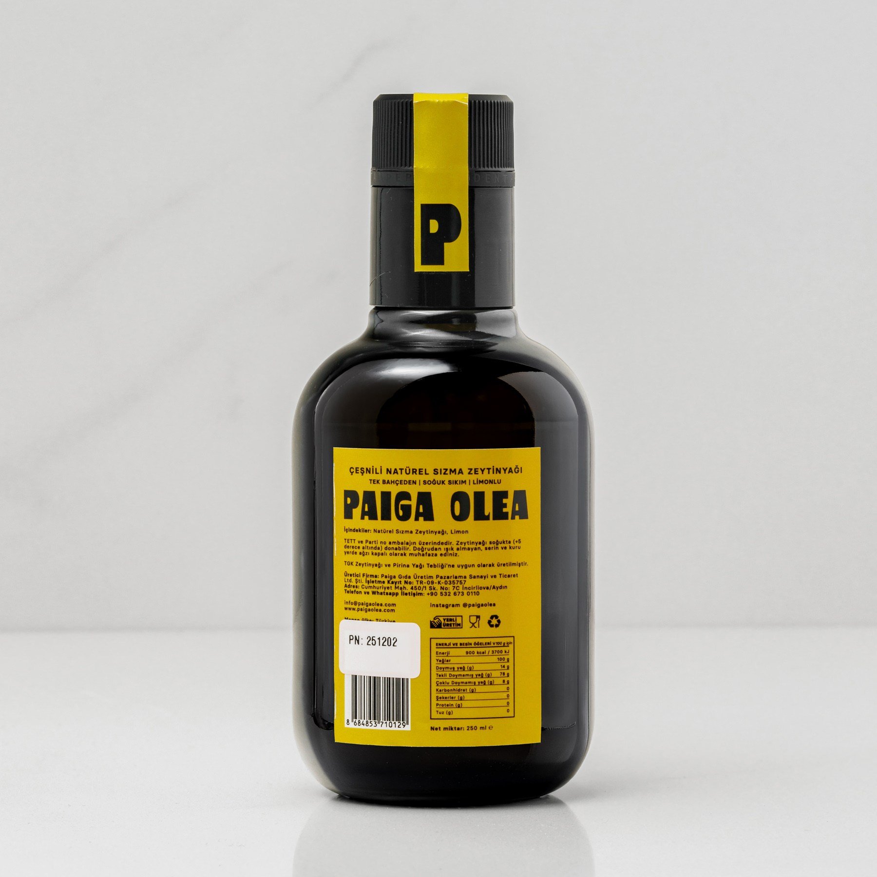 Paiga Olea Limonlu Natürel Sızma Zeytinyağı 250 Ml