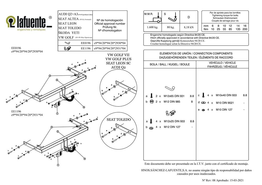 Golf V Plus-Toledo | Leon 5F | Altea-A3 Sedan